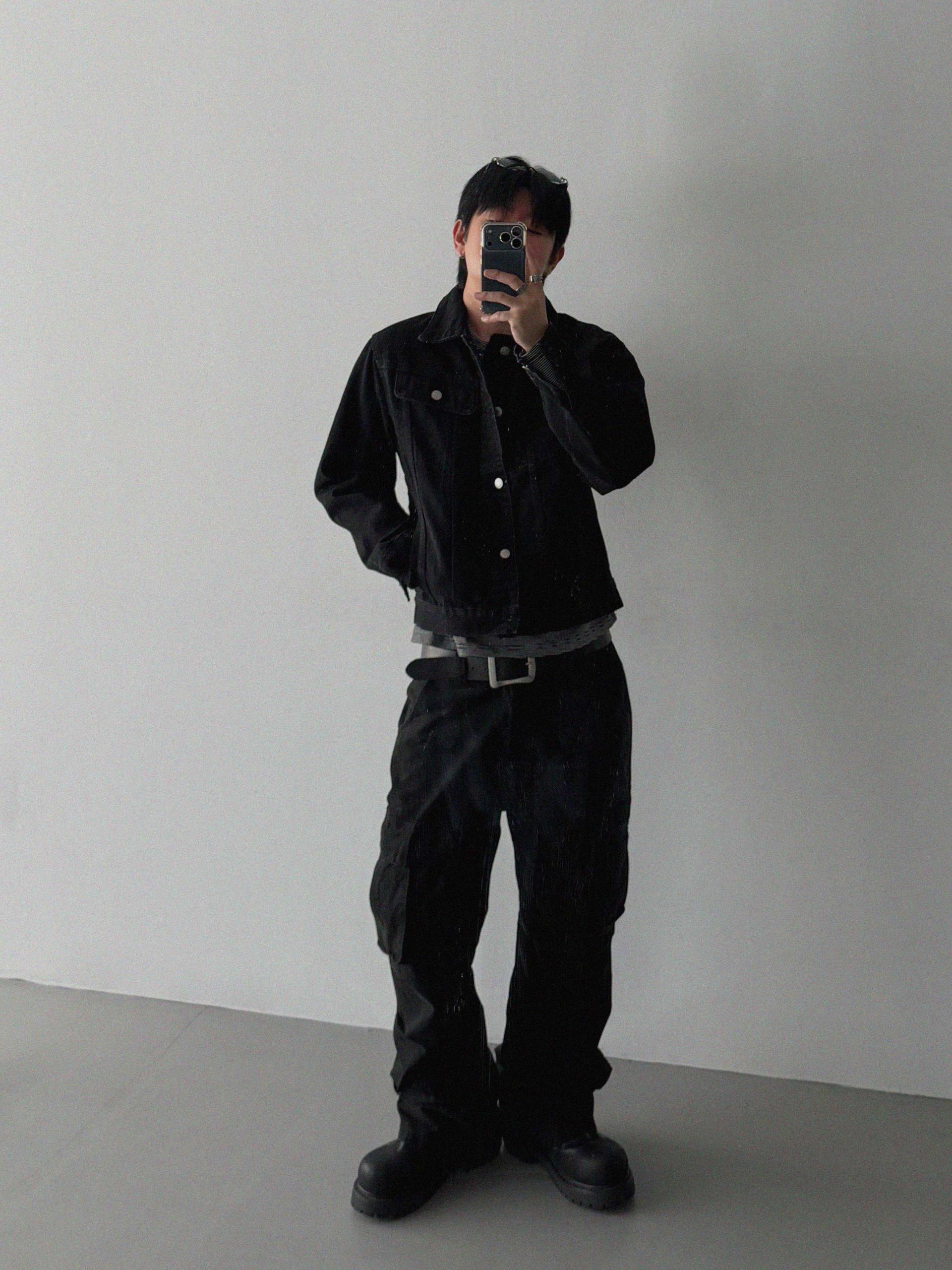 Minimal basic crop denim jacket