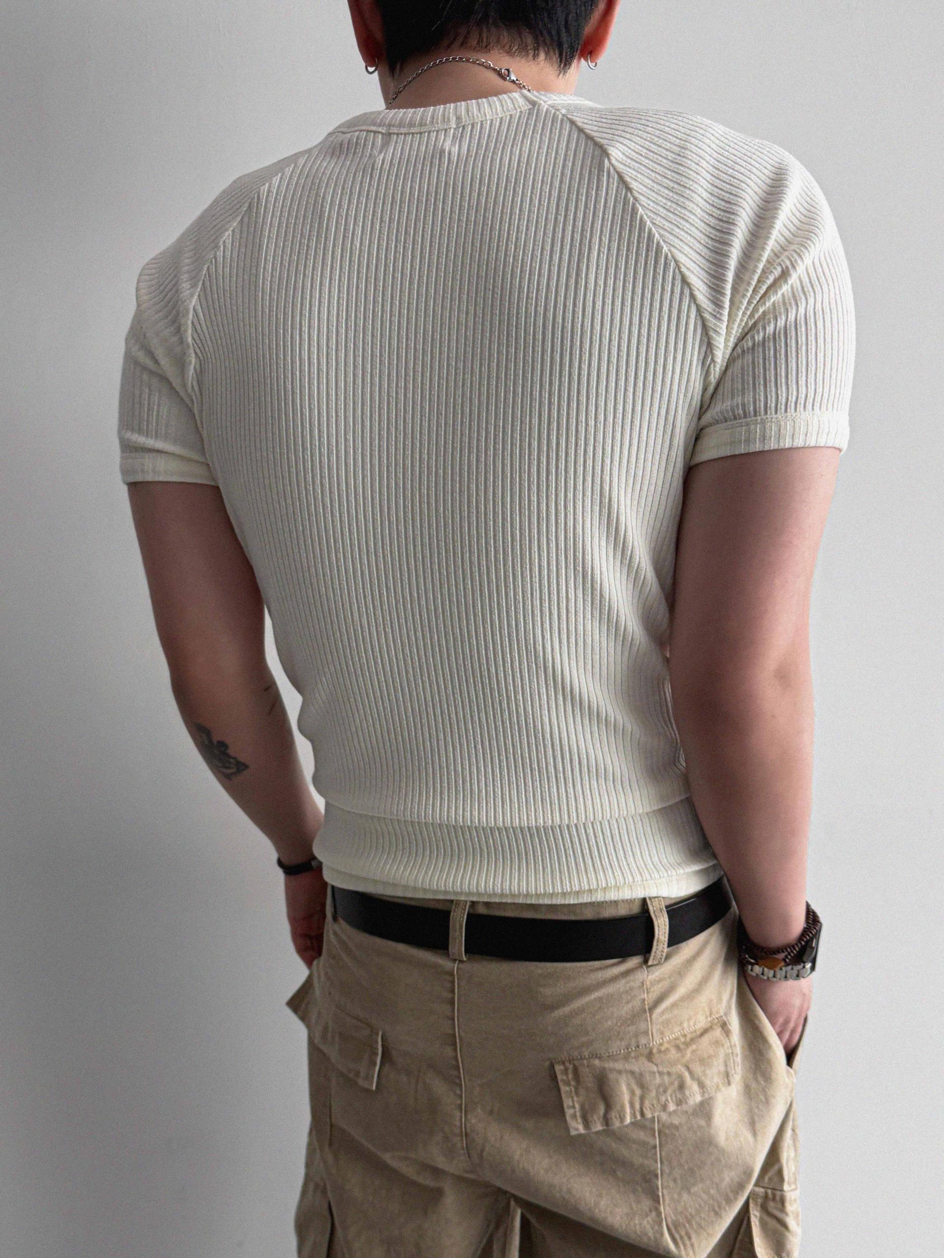 Ribbed raglan muscle half t