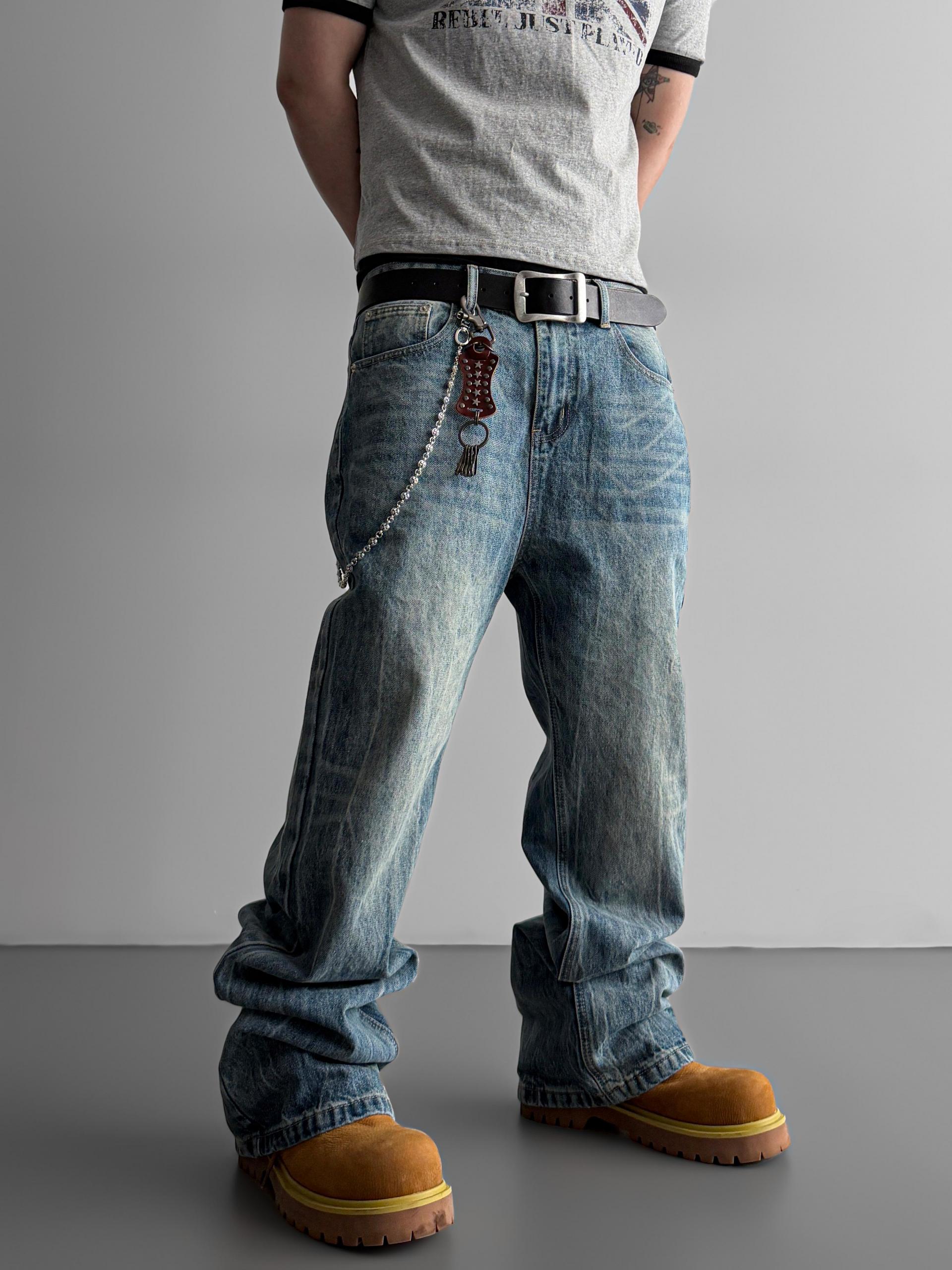 Ashed flare denim pants