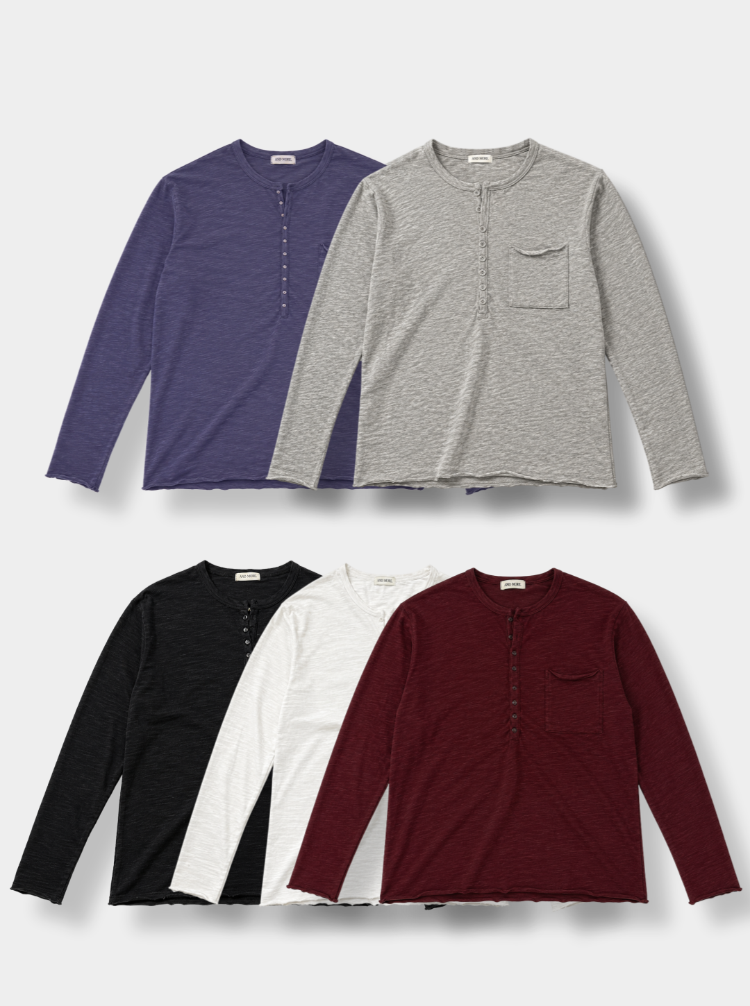 Button slub henley neck slim t