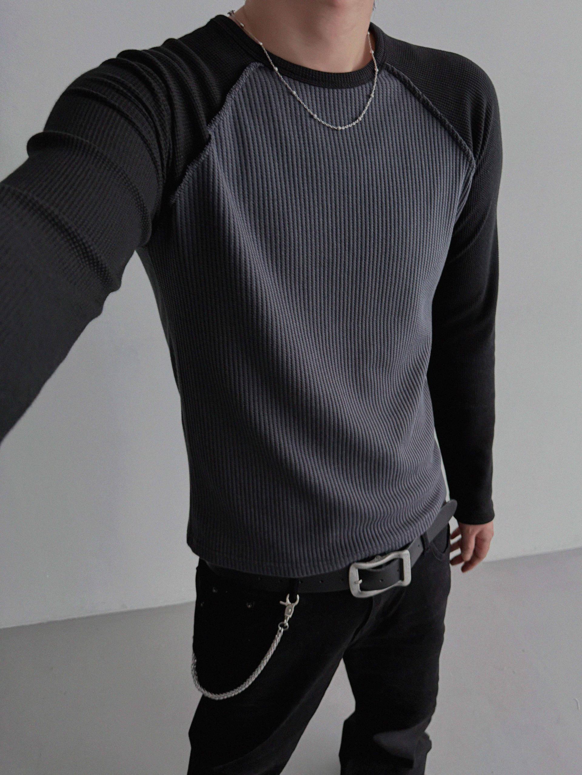 Tukhines waffle slim raglan t