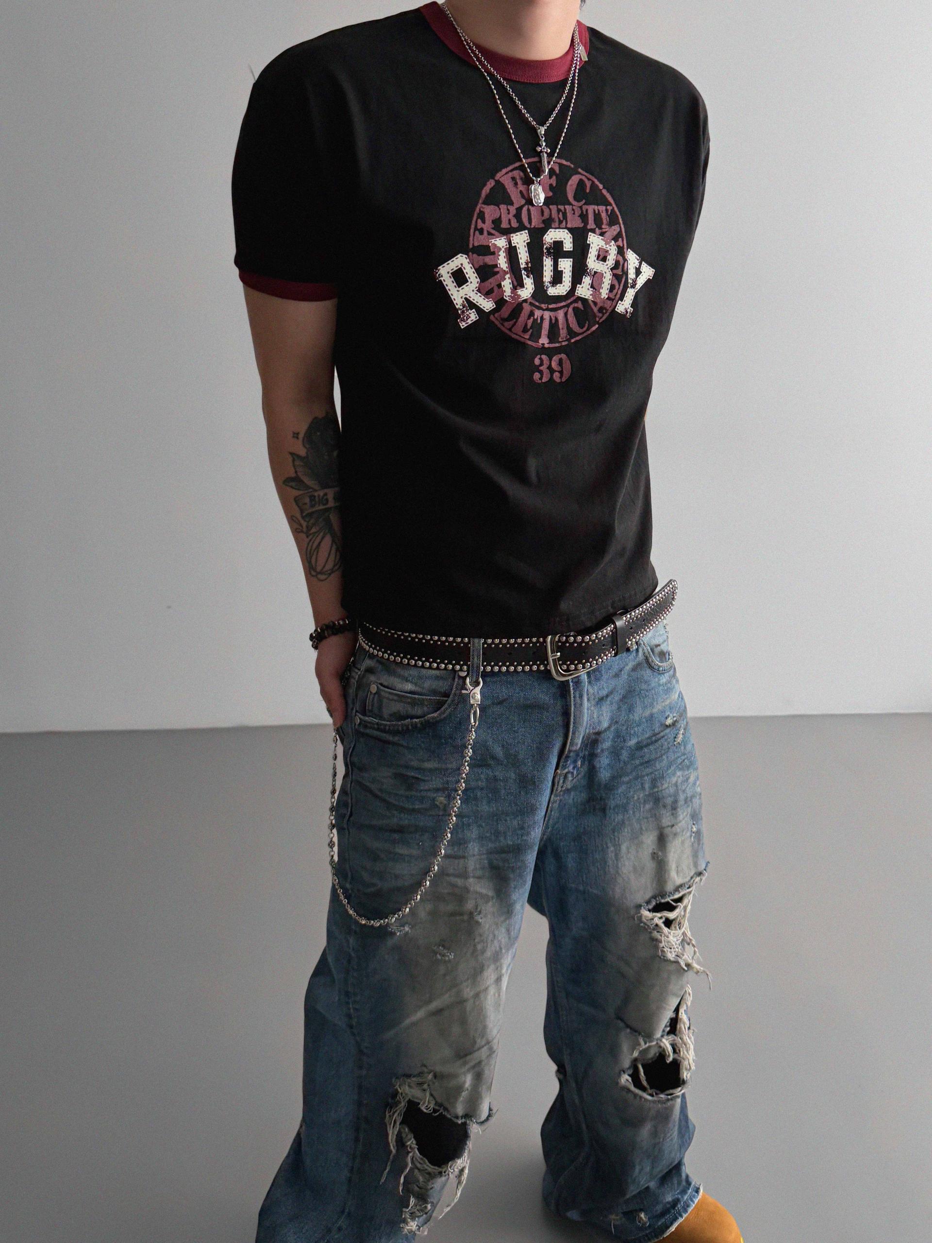 Rugby ringer muscle crop half t