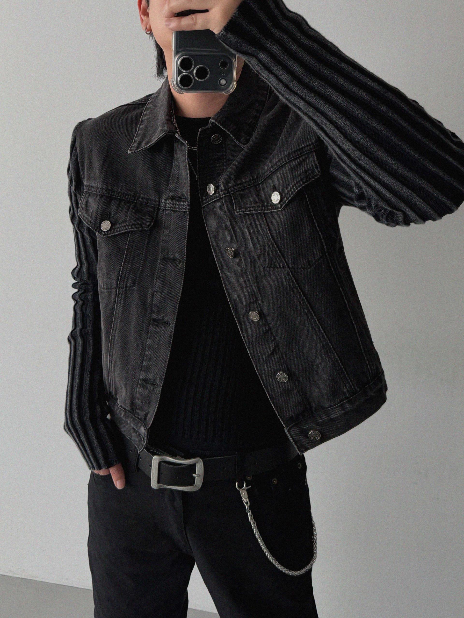 Irregular ribbed raglan muscle knit