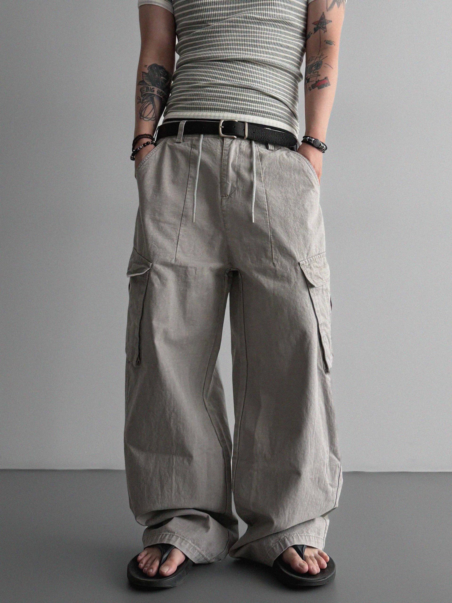Dyed ripstop cargo curved pants