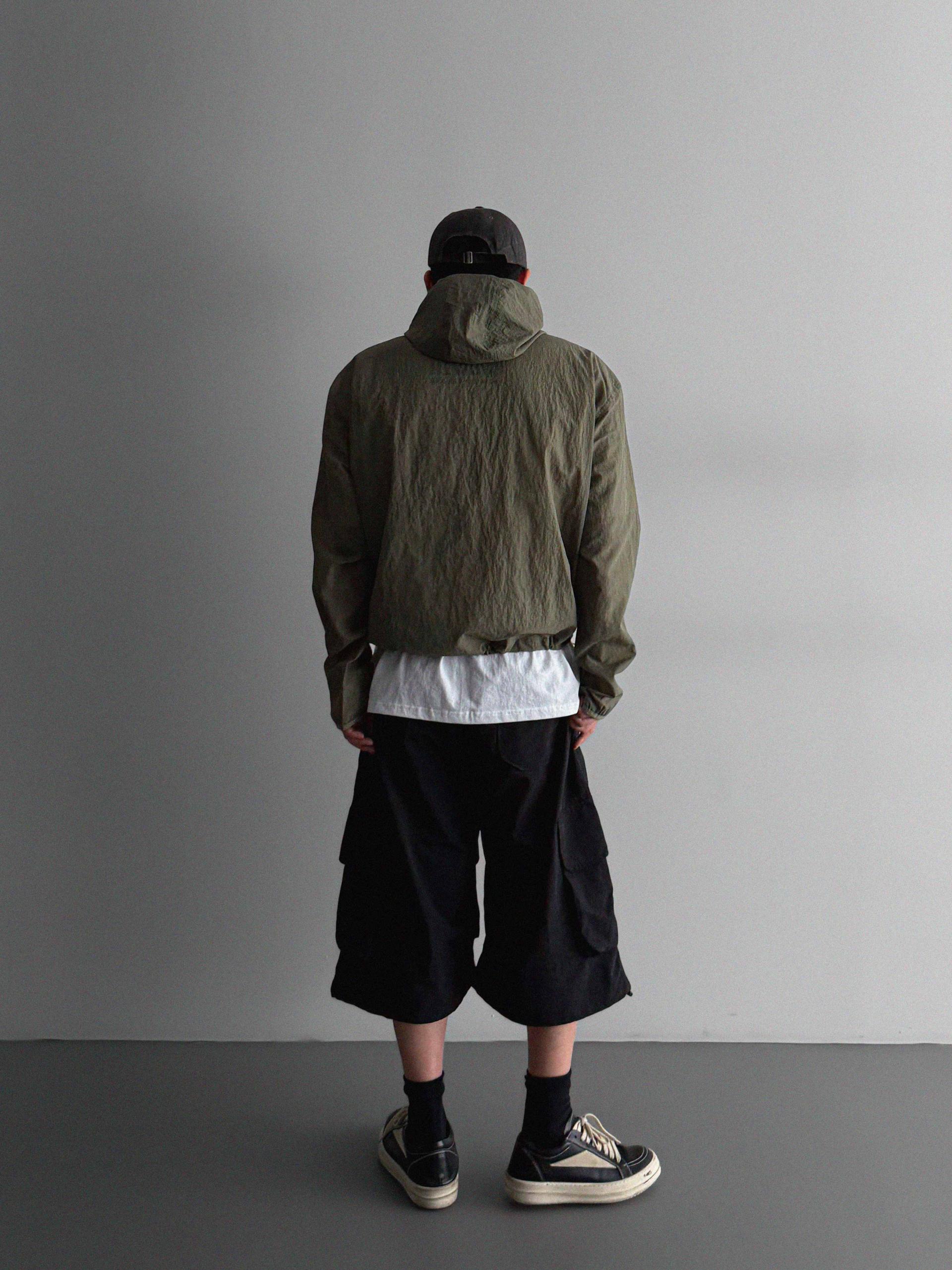 Summer diagonal zipper hood jacket