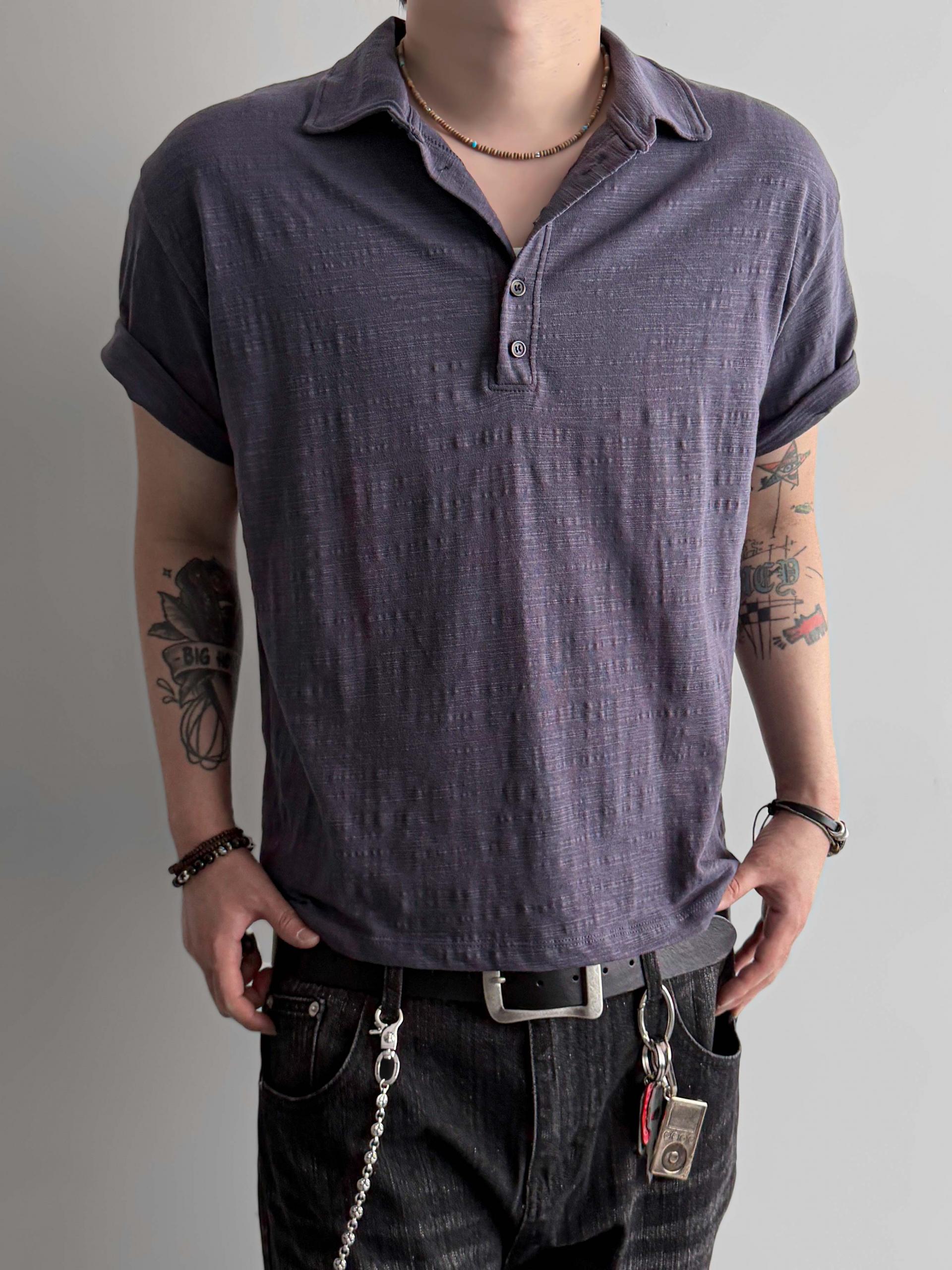 Slub collar half t