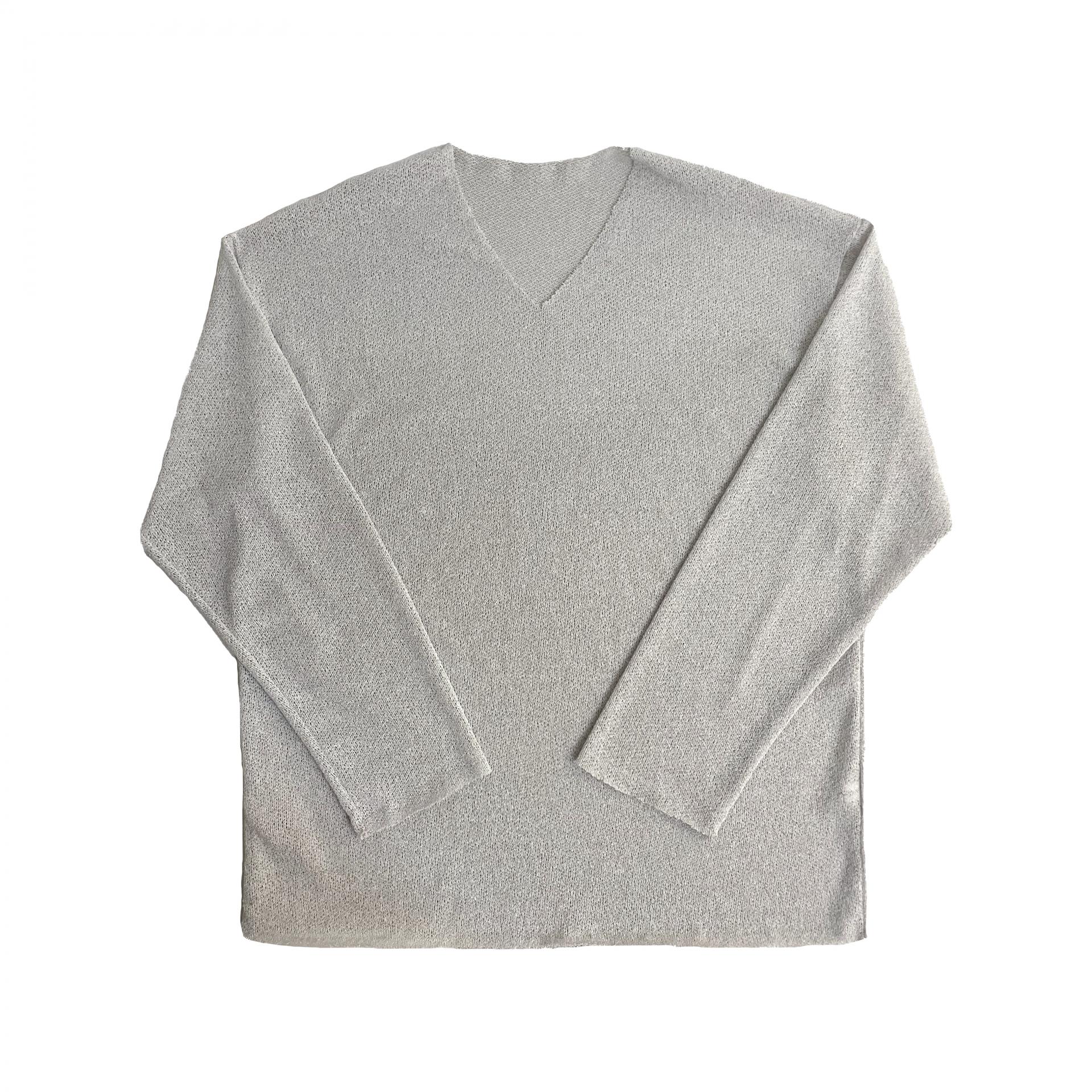Linen v neck cut out knit