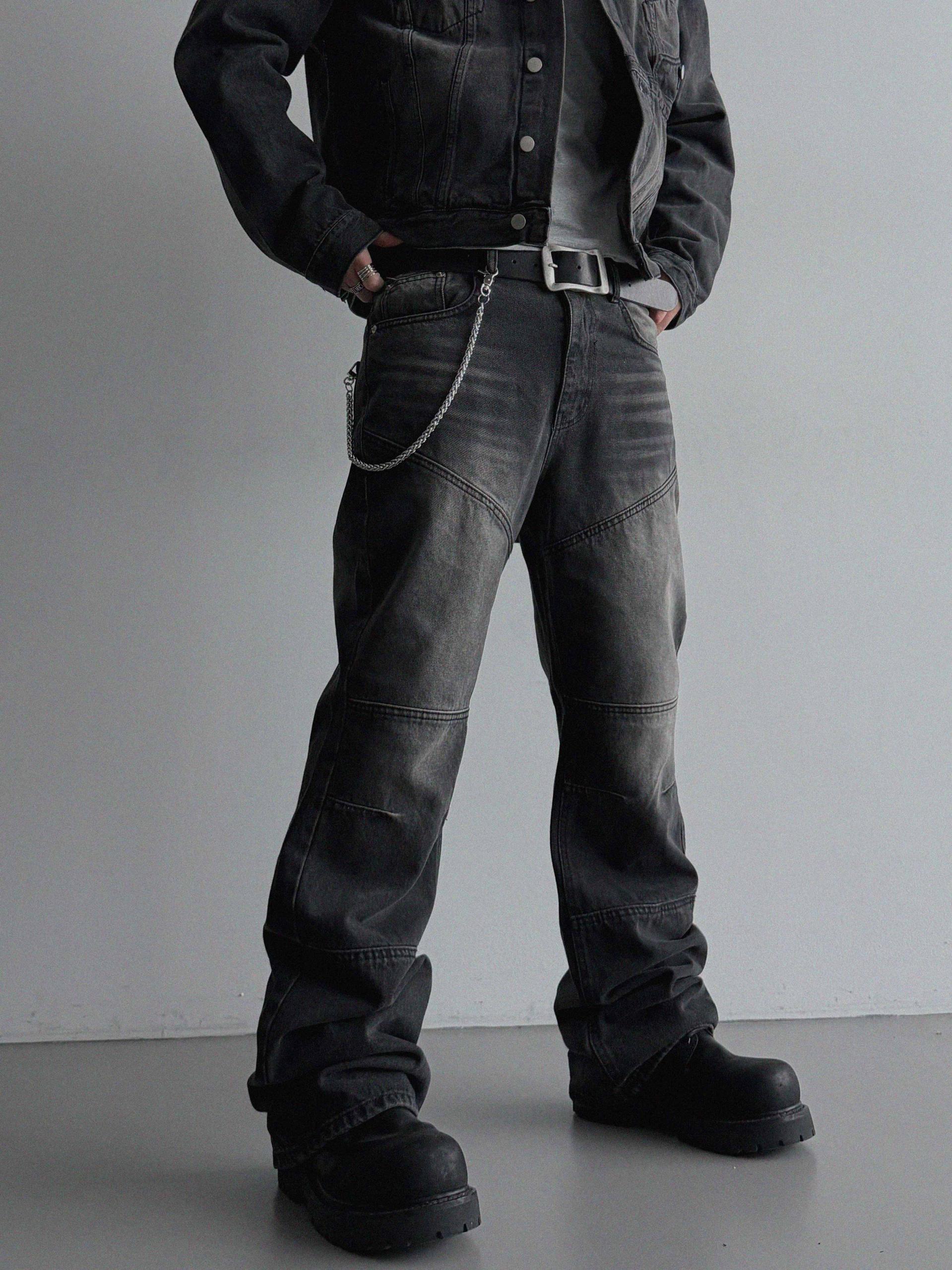 Mabel panel biker flare denim pants