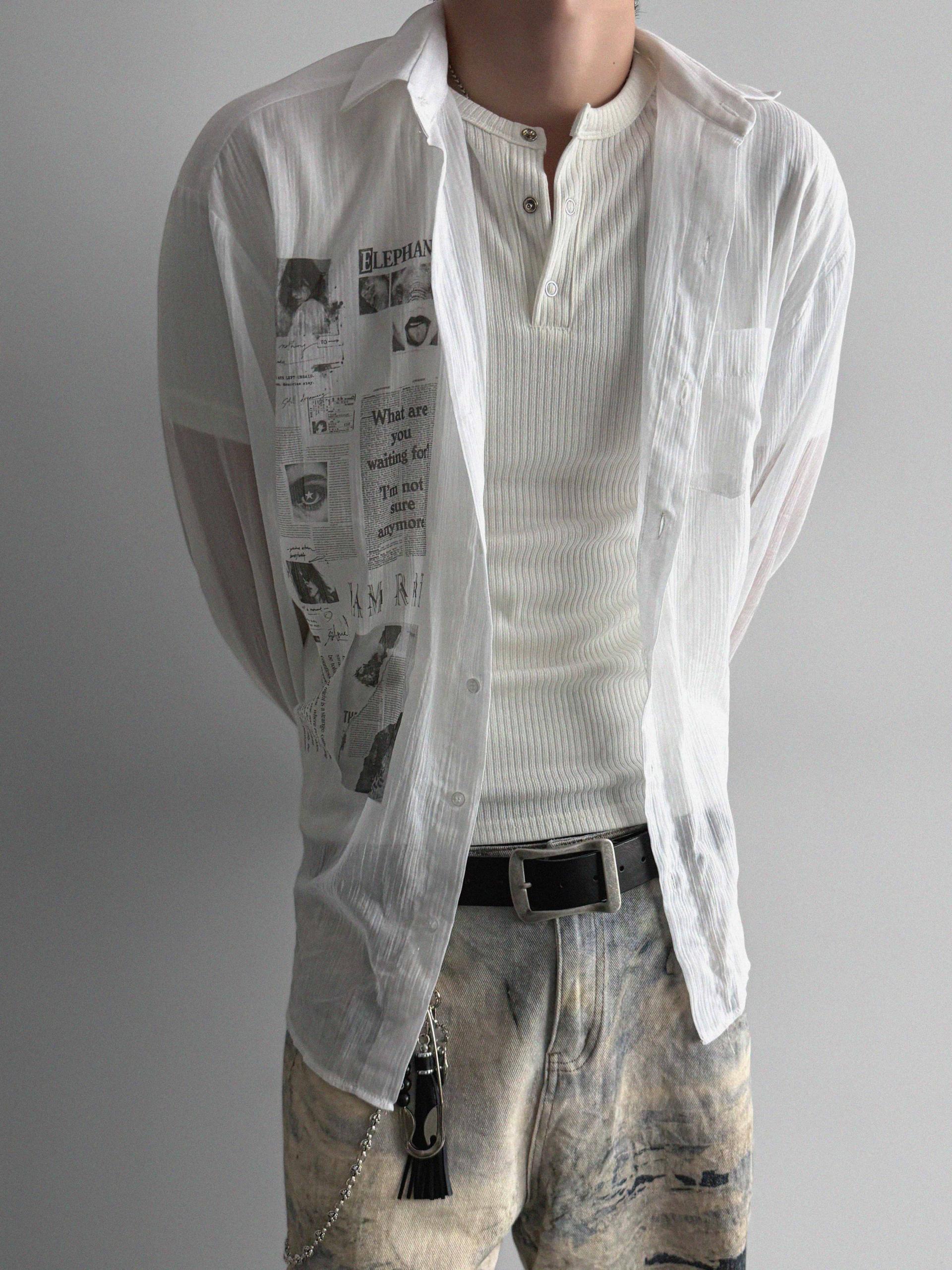 Fold ribbed henley neck muscle half t