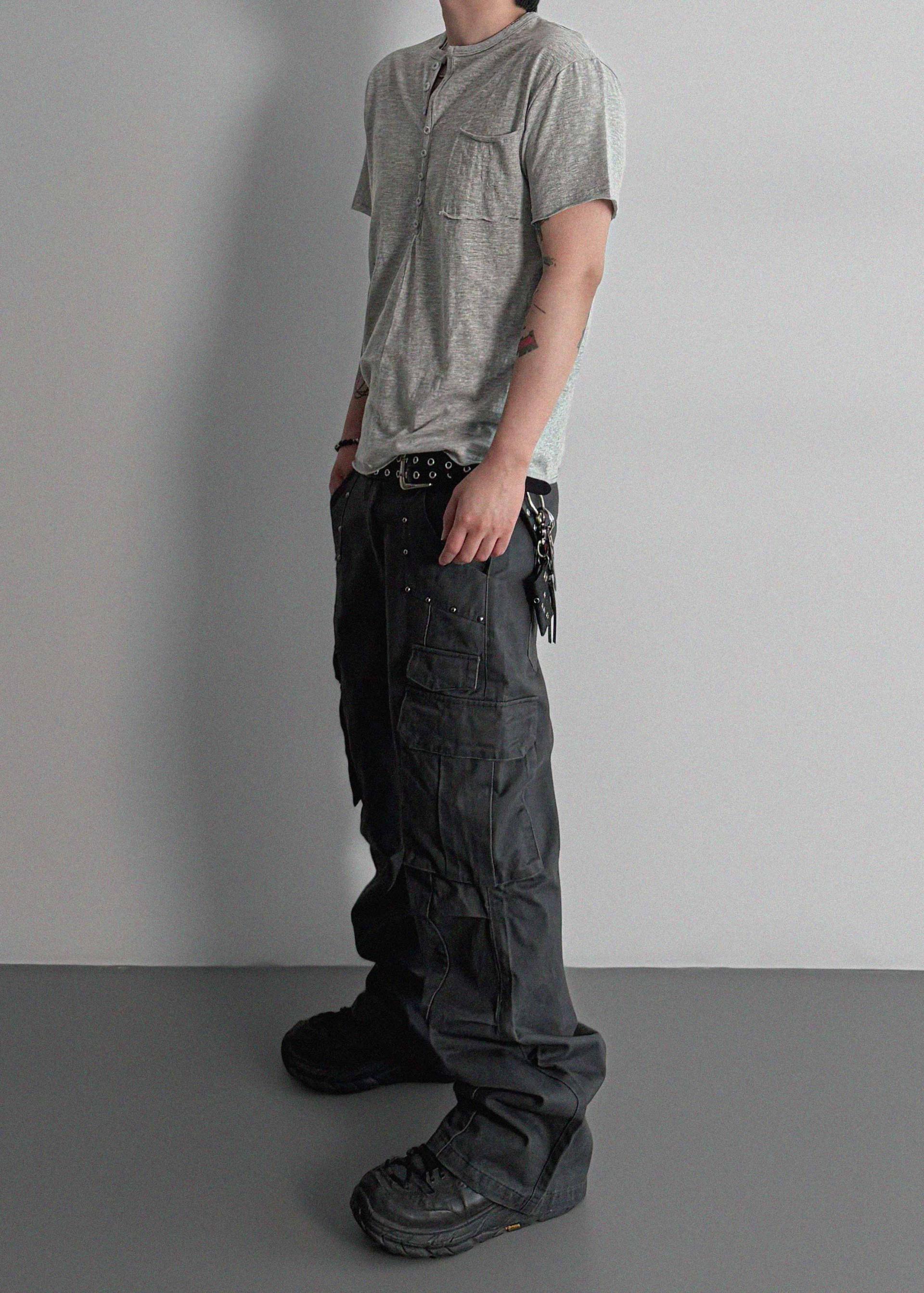 Dying stud cargo flared pants