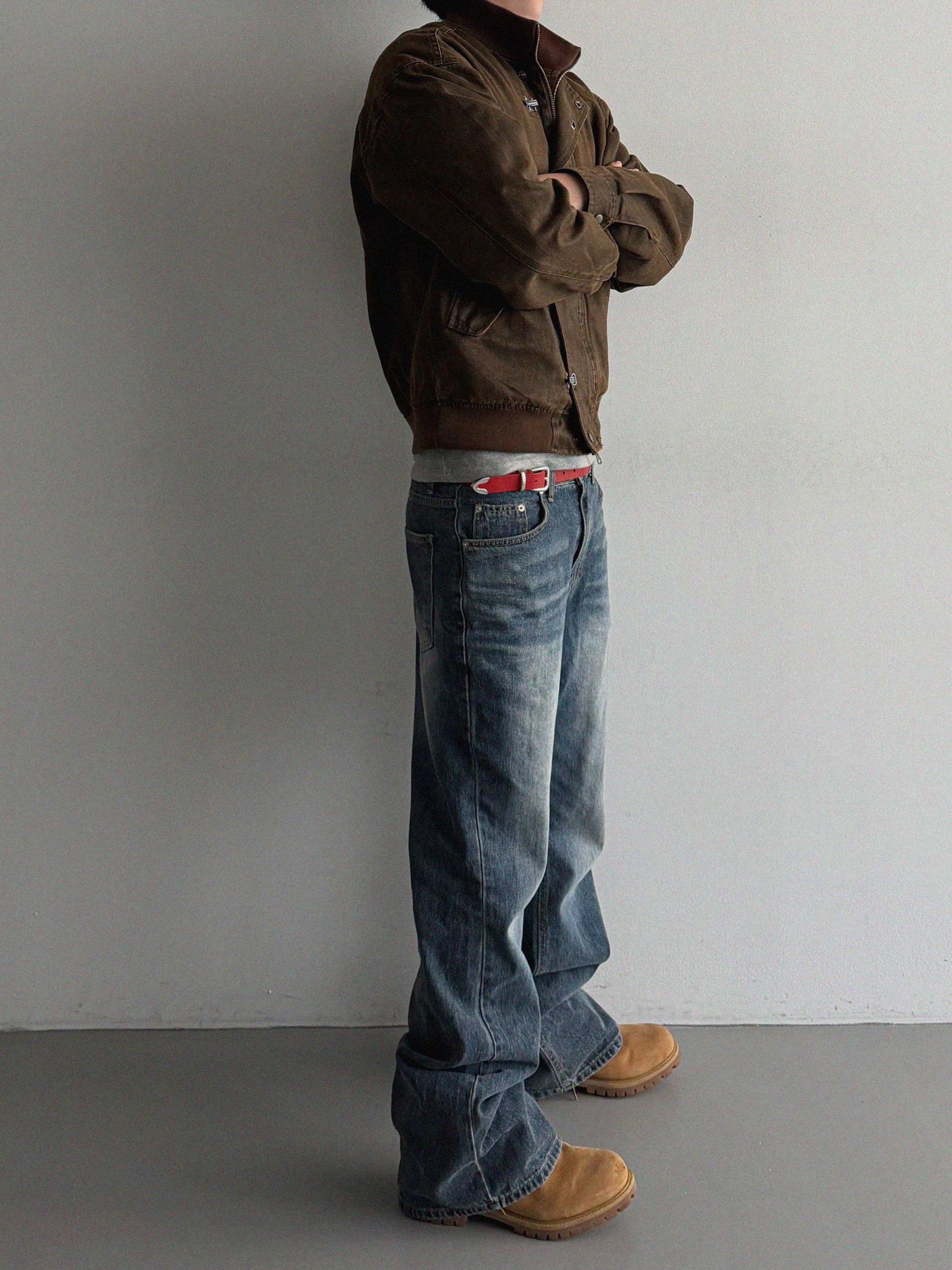 Deep brush flare denim pants