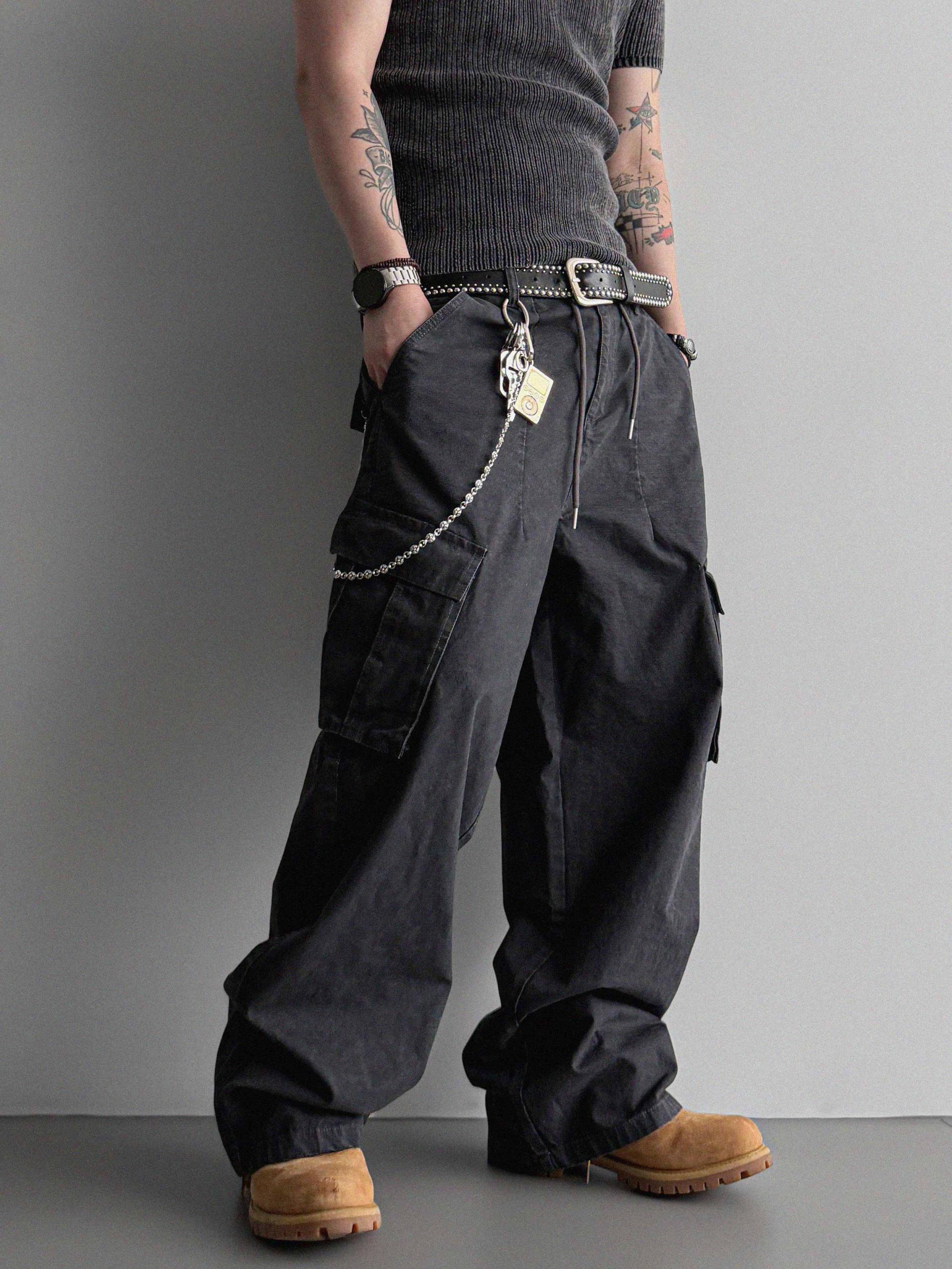 Dyed ripstop cargo curved pants