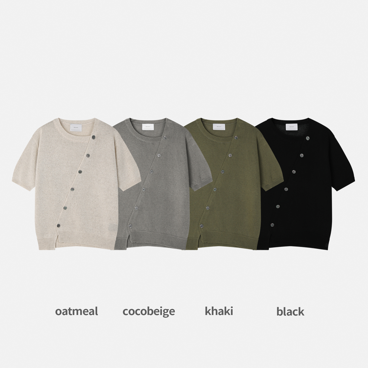 Slit button linen knit