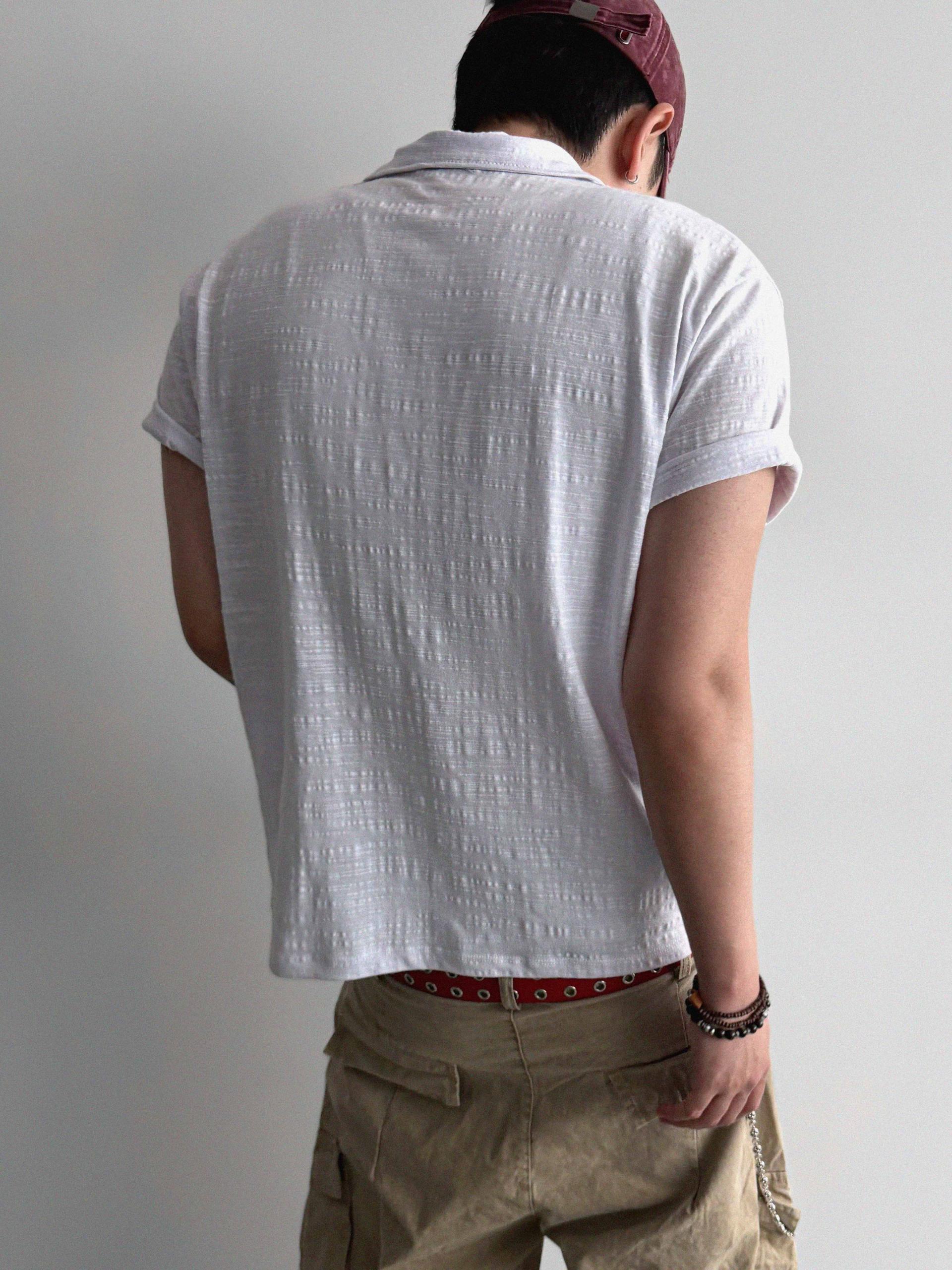 Slub collar half t