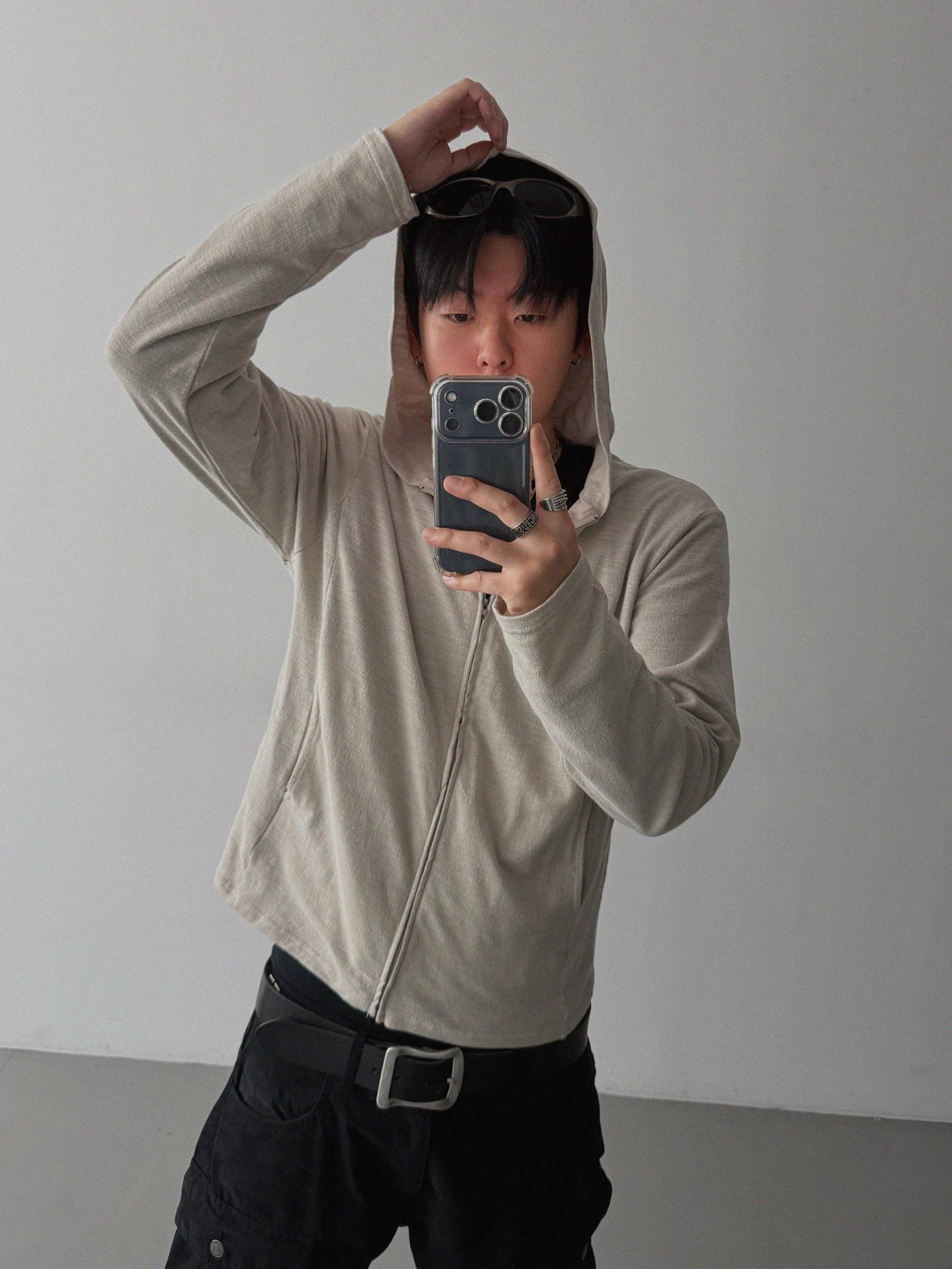 Heize crop hood zip-up