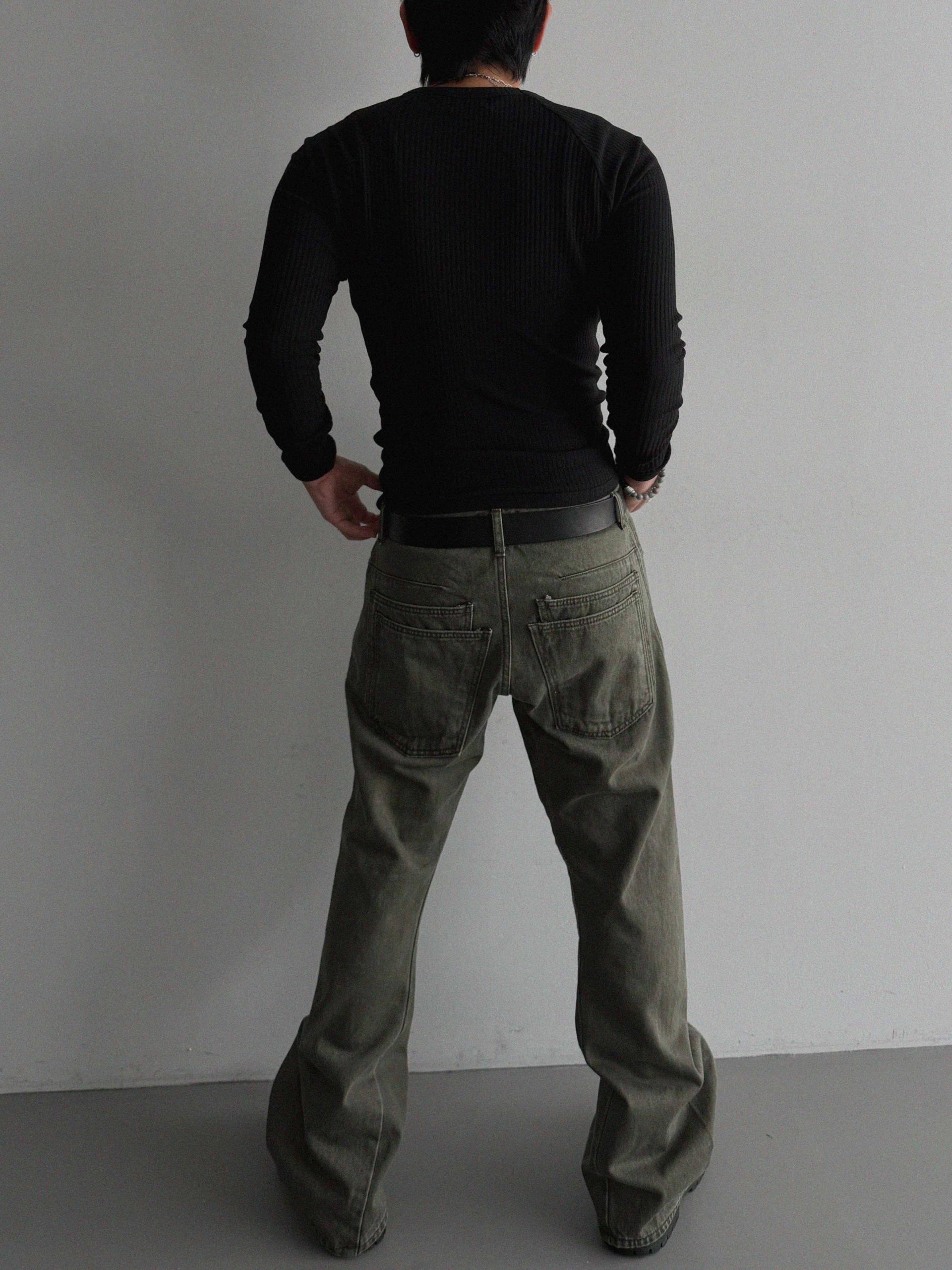 FW Double pocket curved flare pants