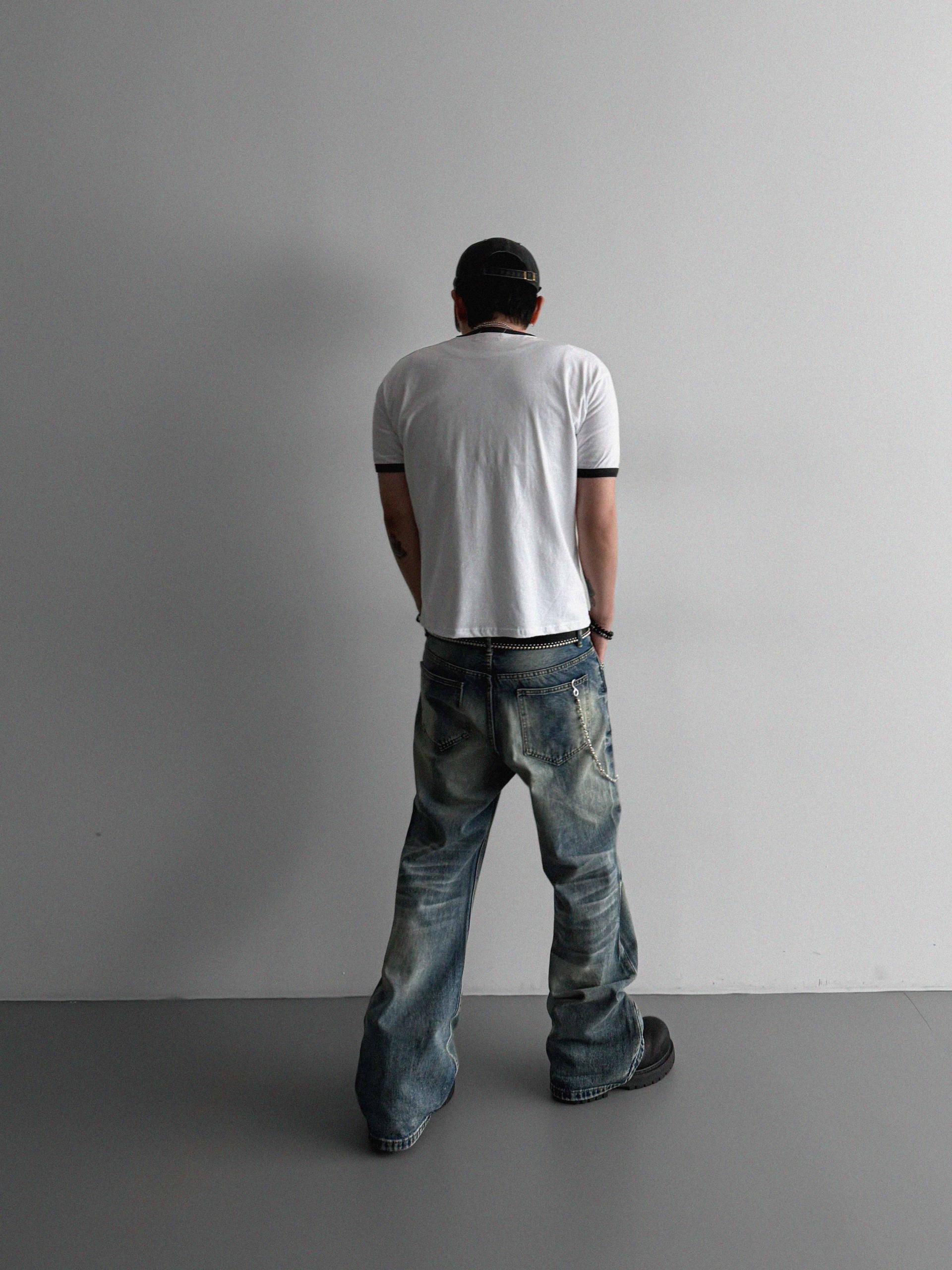 Mobe sand flare denim pants