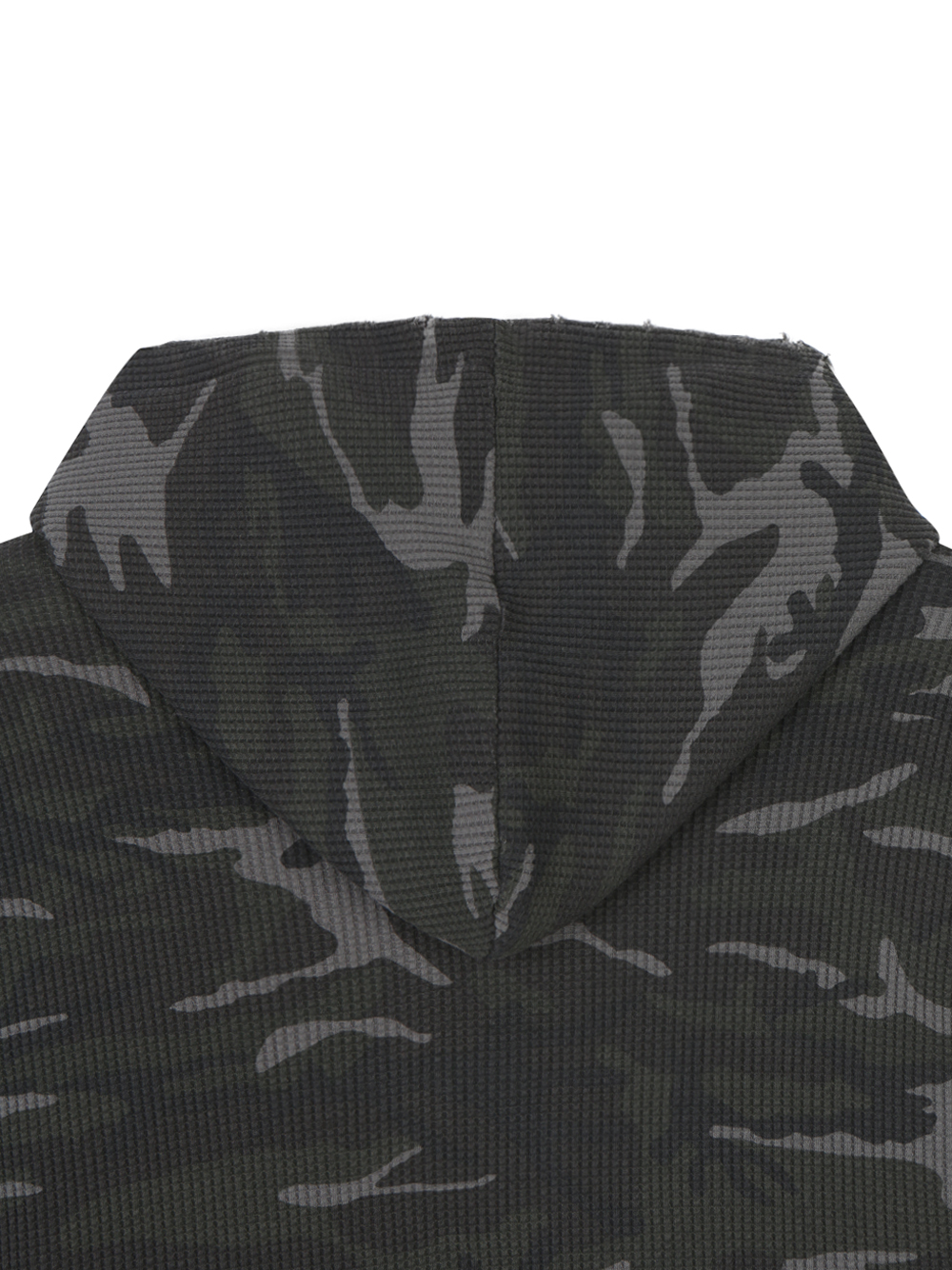 Destroyed camo crop hood zip-up