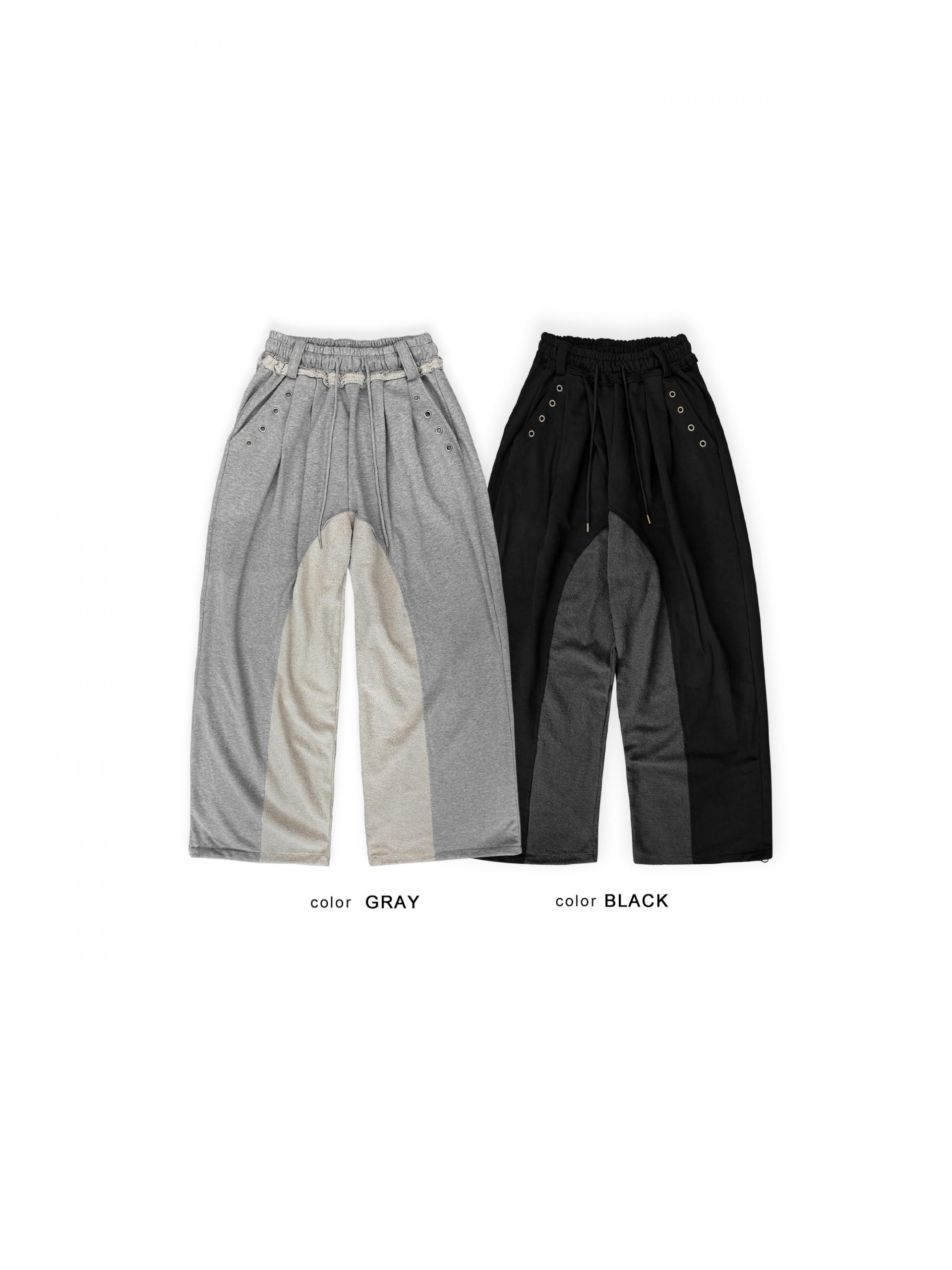 Color blocked eyelet wide sweat pants