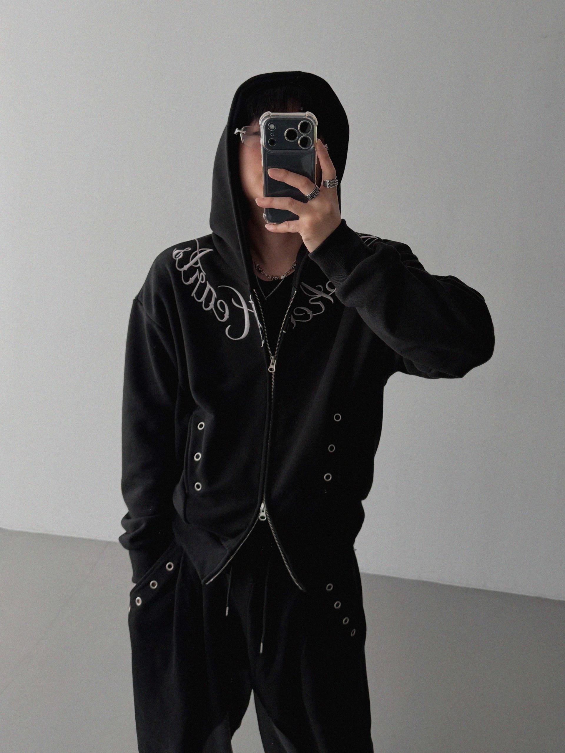 Color blocked eyelet wide sweat pants