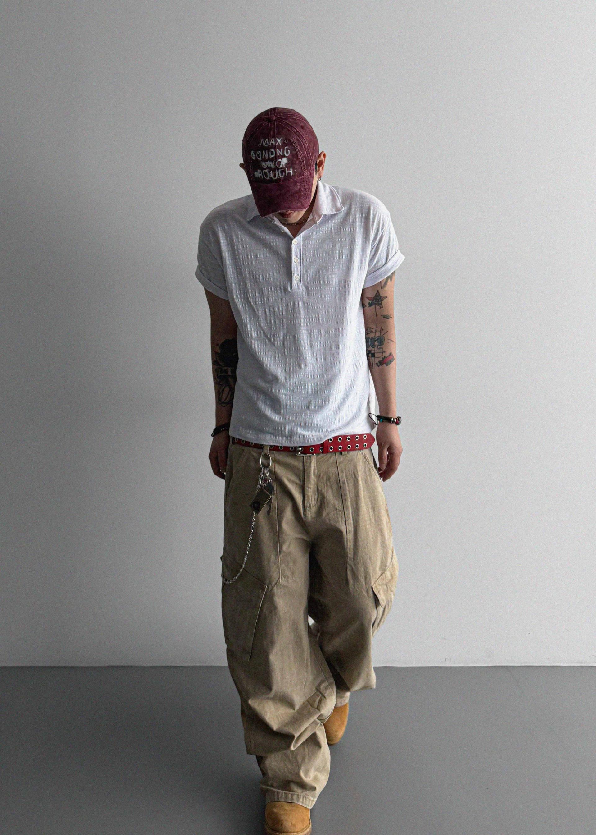 Slub collar half t