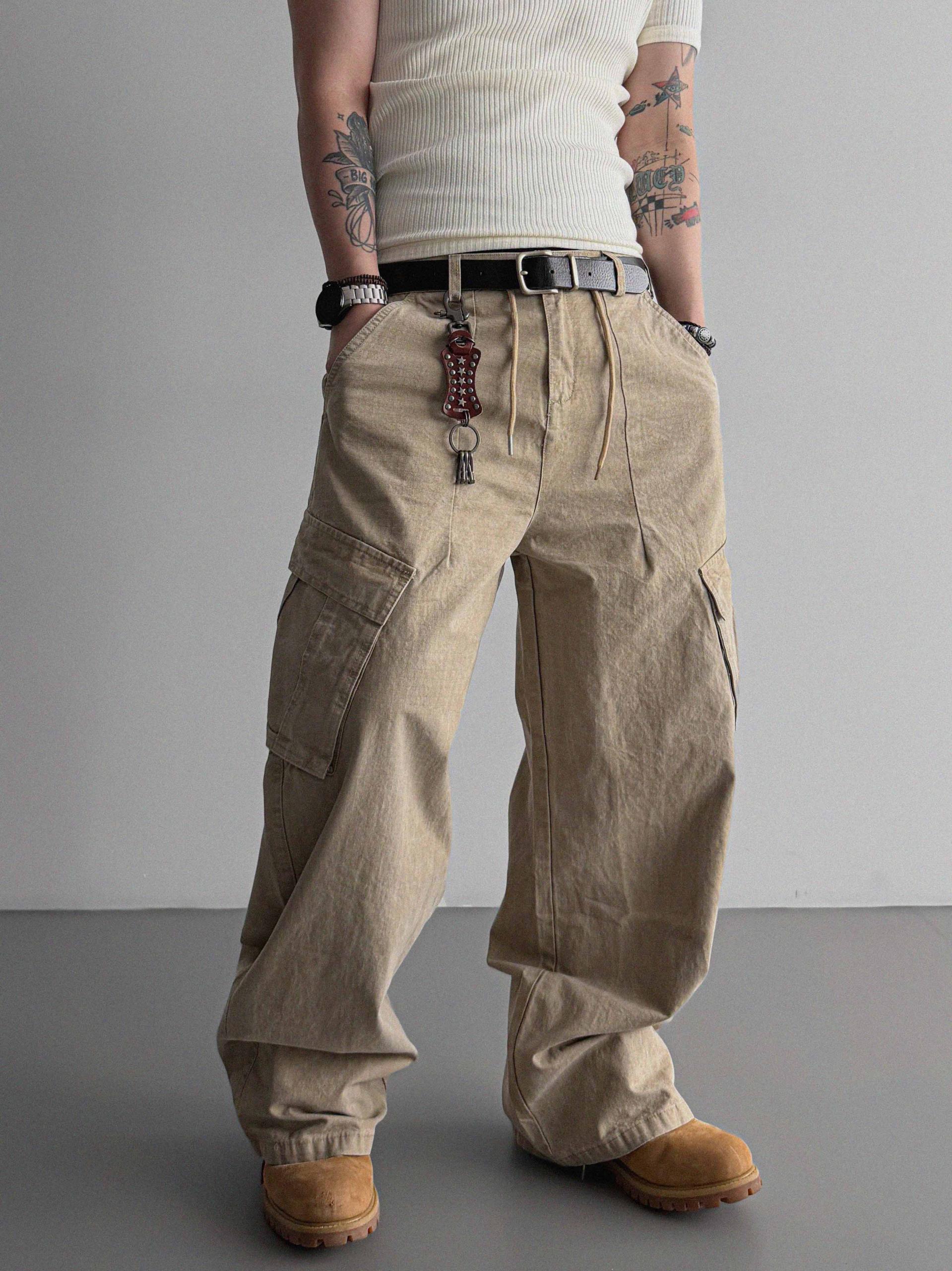 Dyed ripstop cargo curved pants
