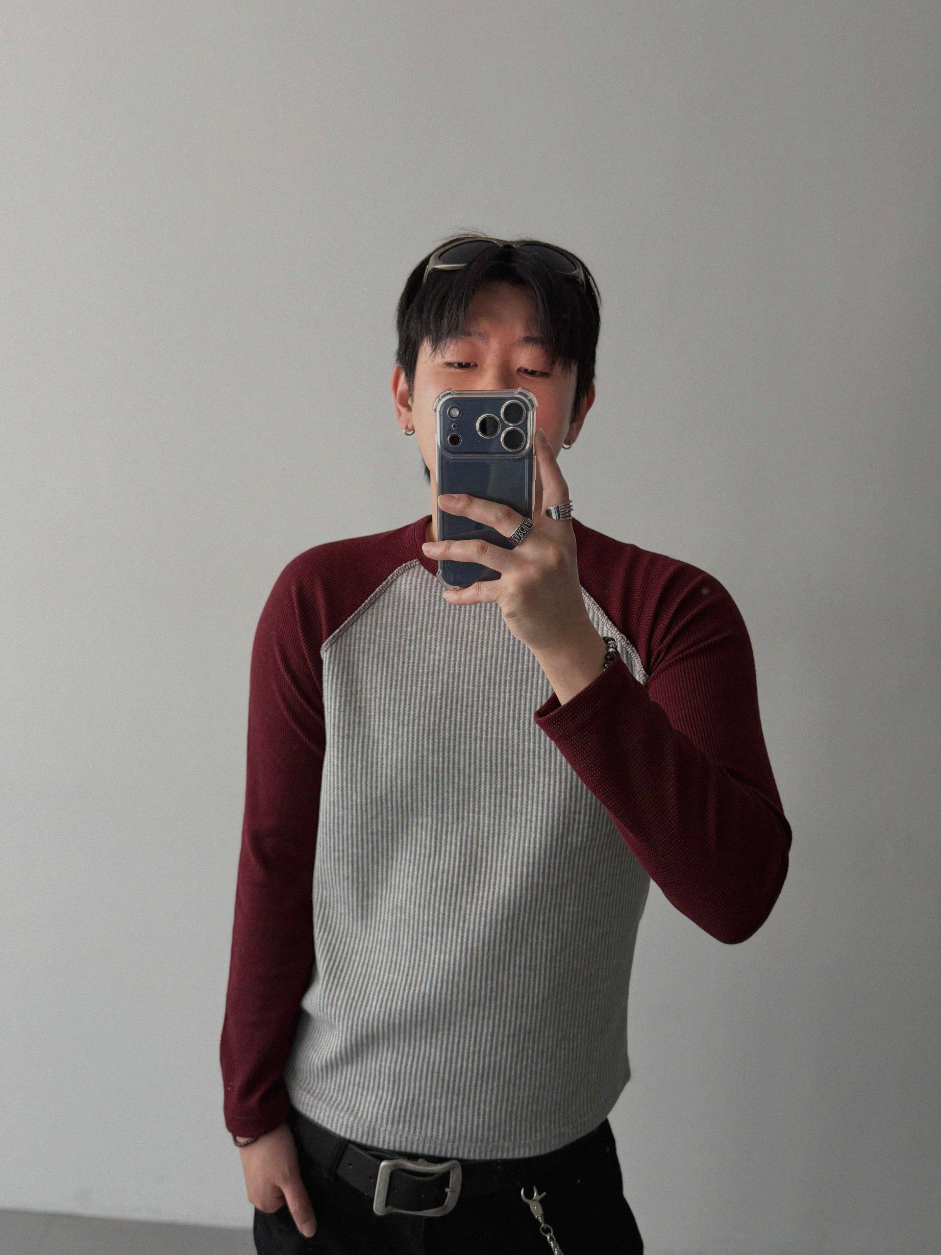 Tukhines waffle slim raglan t