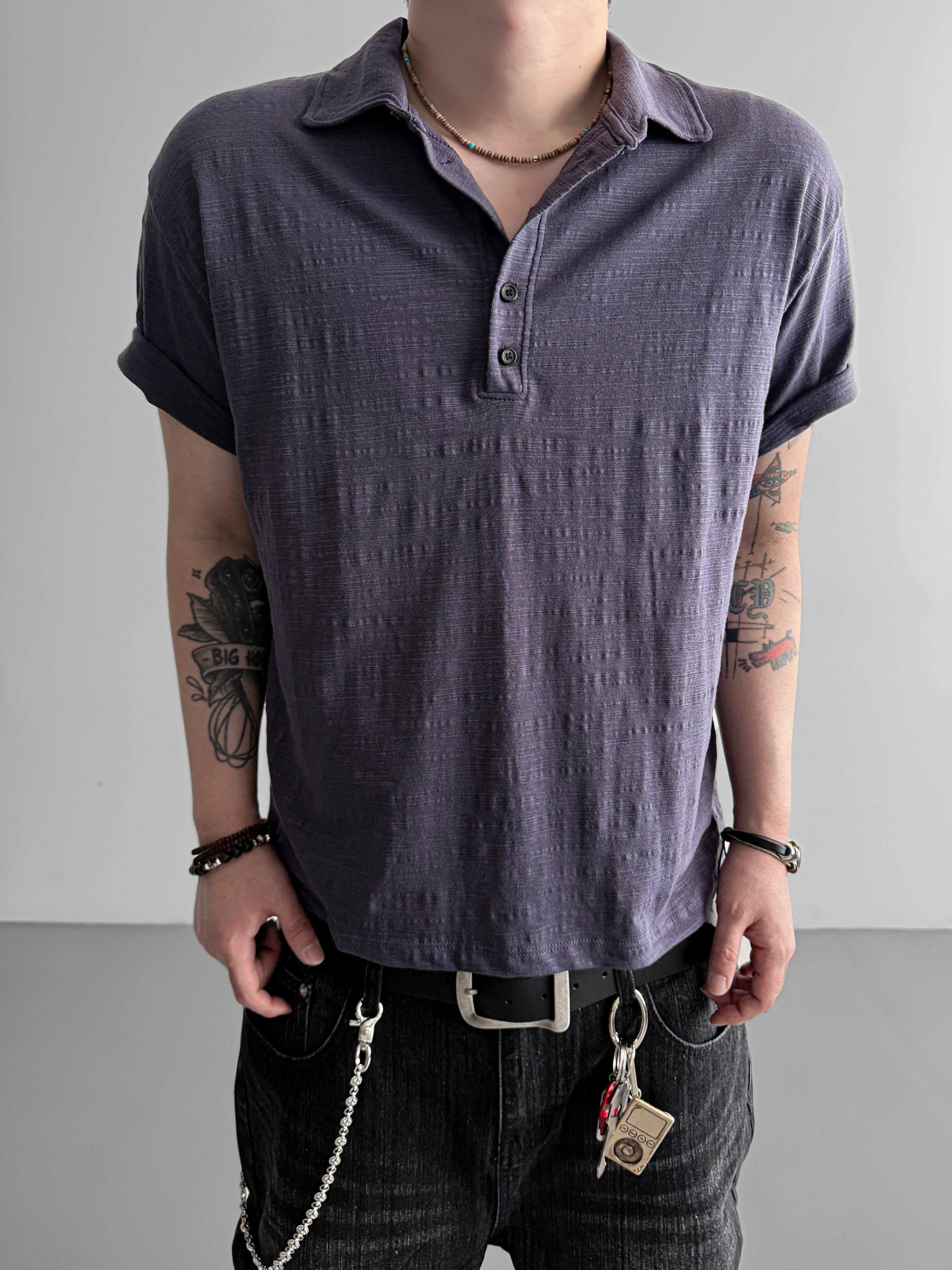 Slub collar half t
