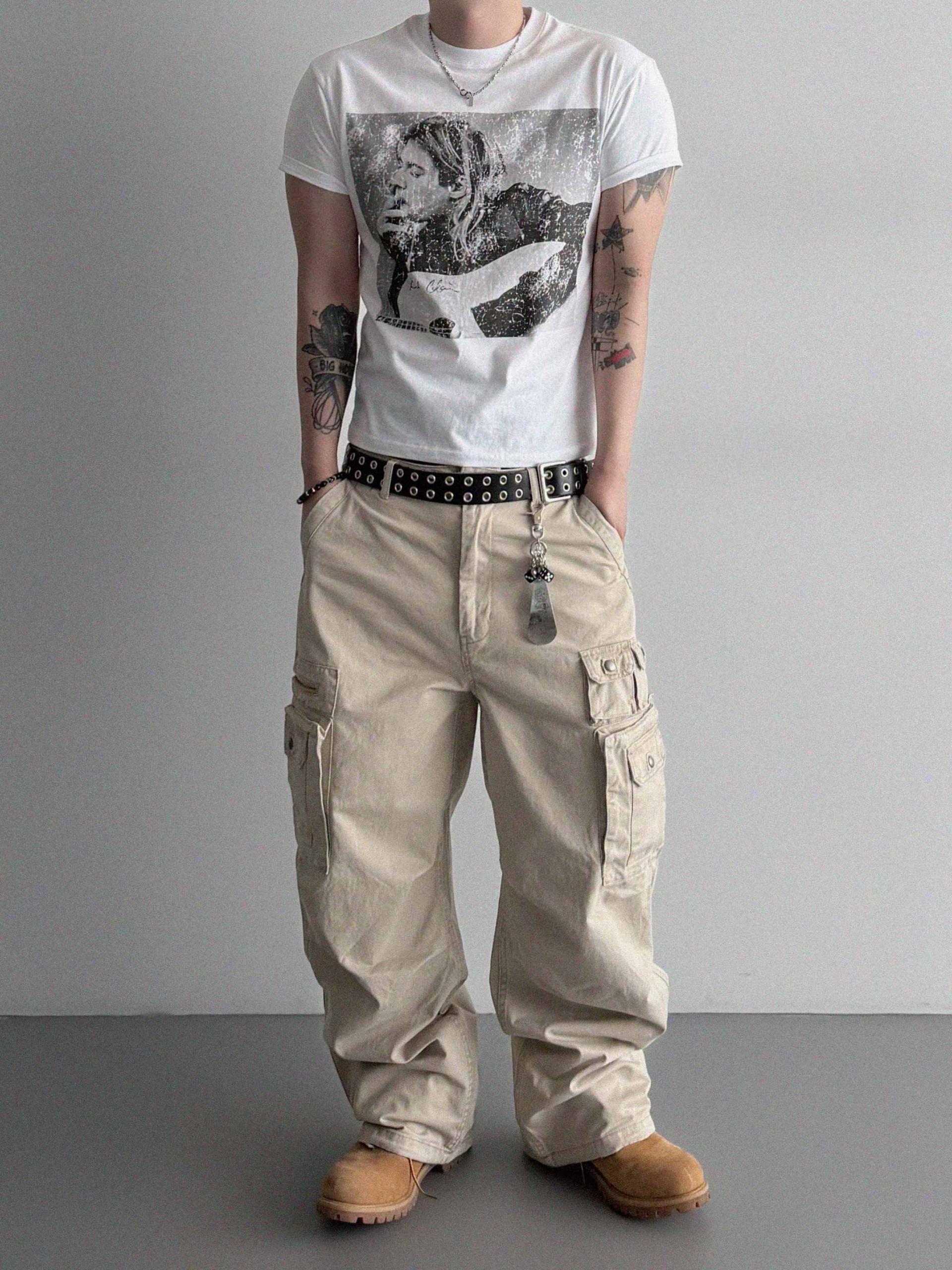 Cut printed muscle half t