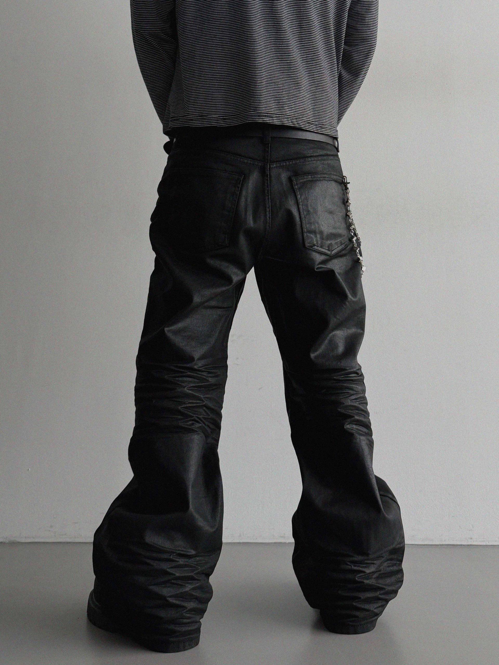 Embo coated semi flare pants