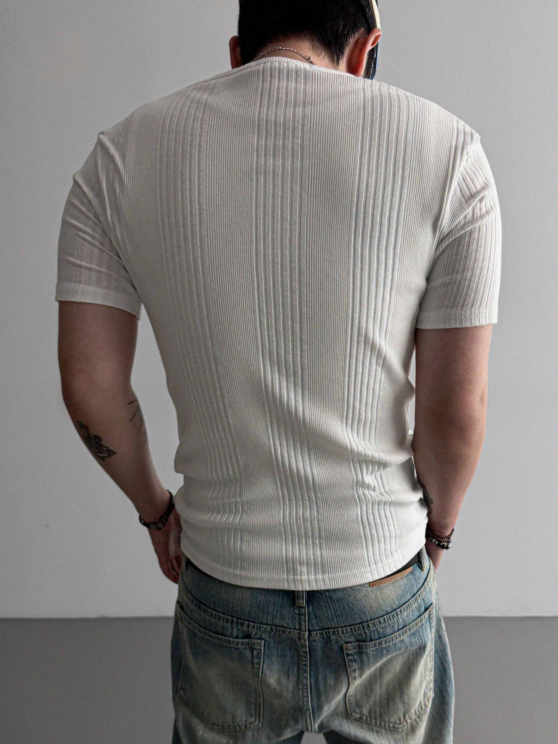 Terrace henley ceck slim half T