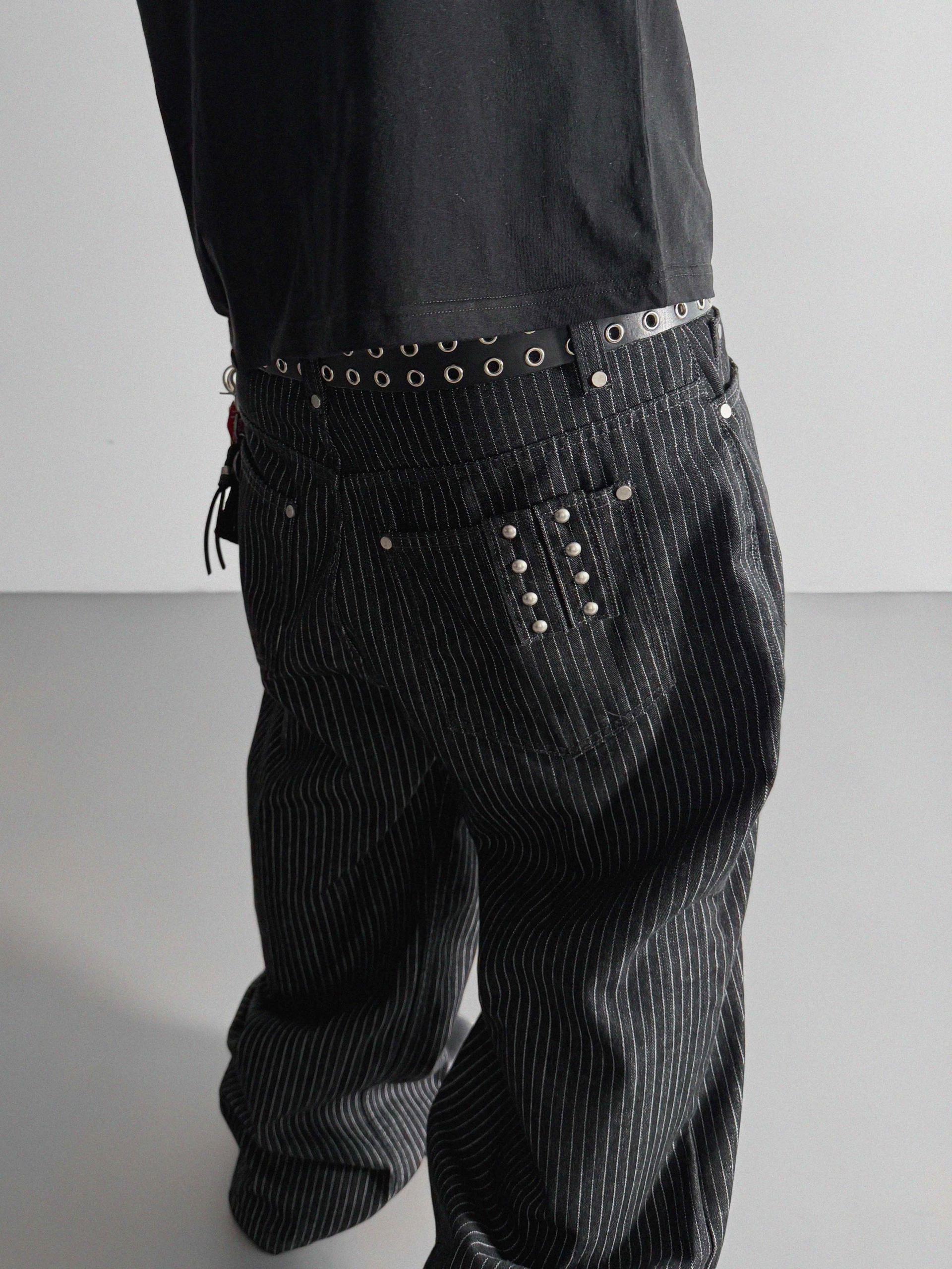 Stripe rivet non-faded pants