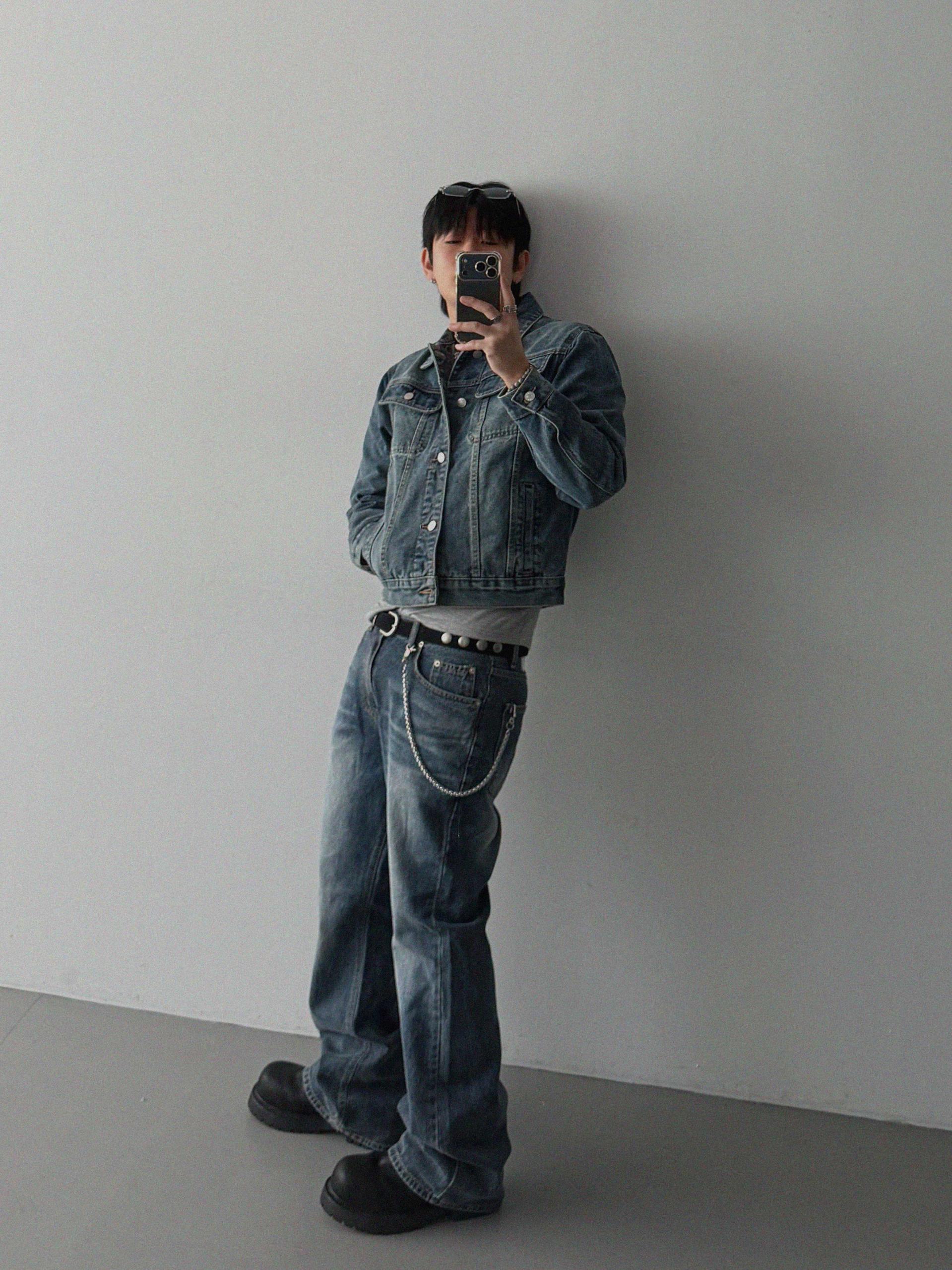 Minimal basic crop denim jacket