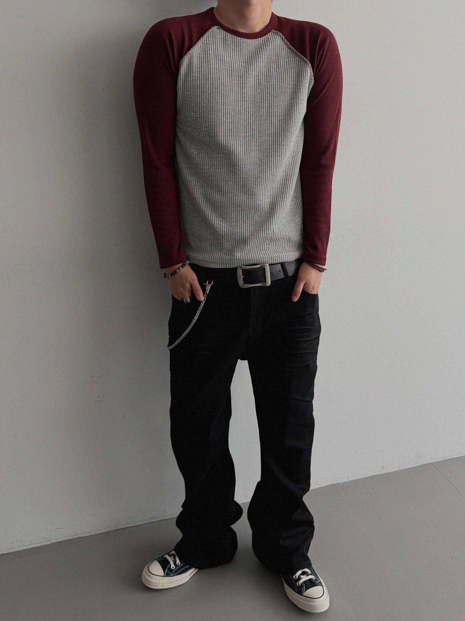 Tukhines waffle slim raglan t