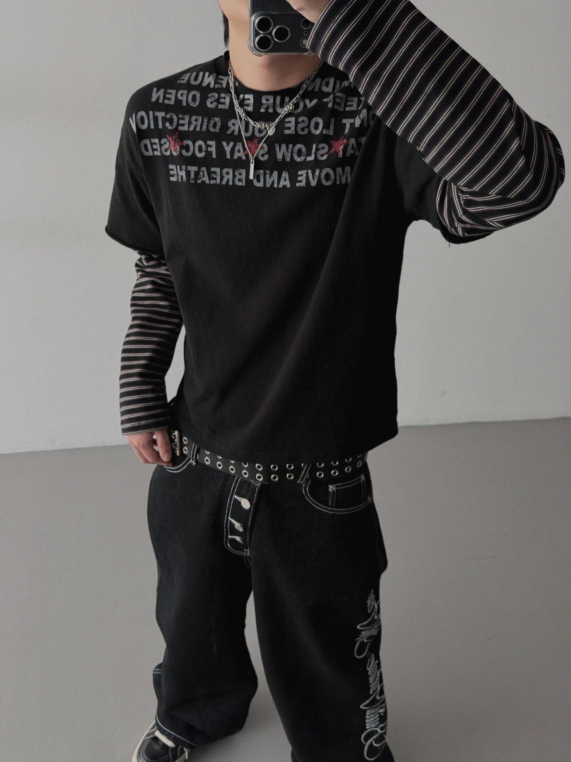 Horse non-fade embroidered denim pants