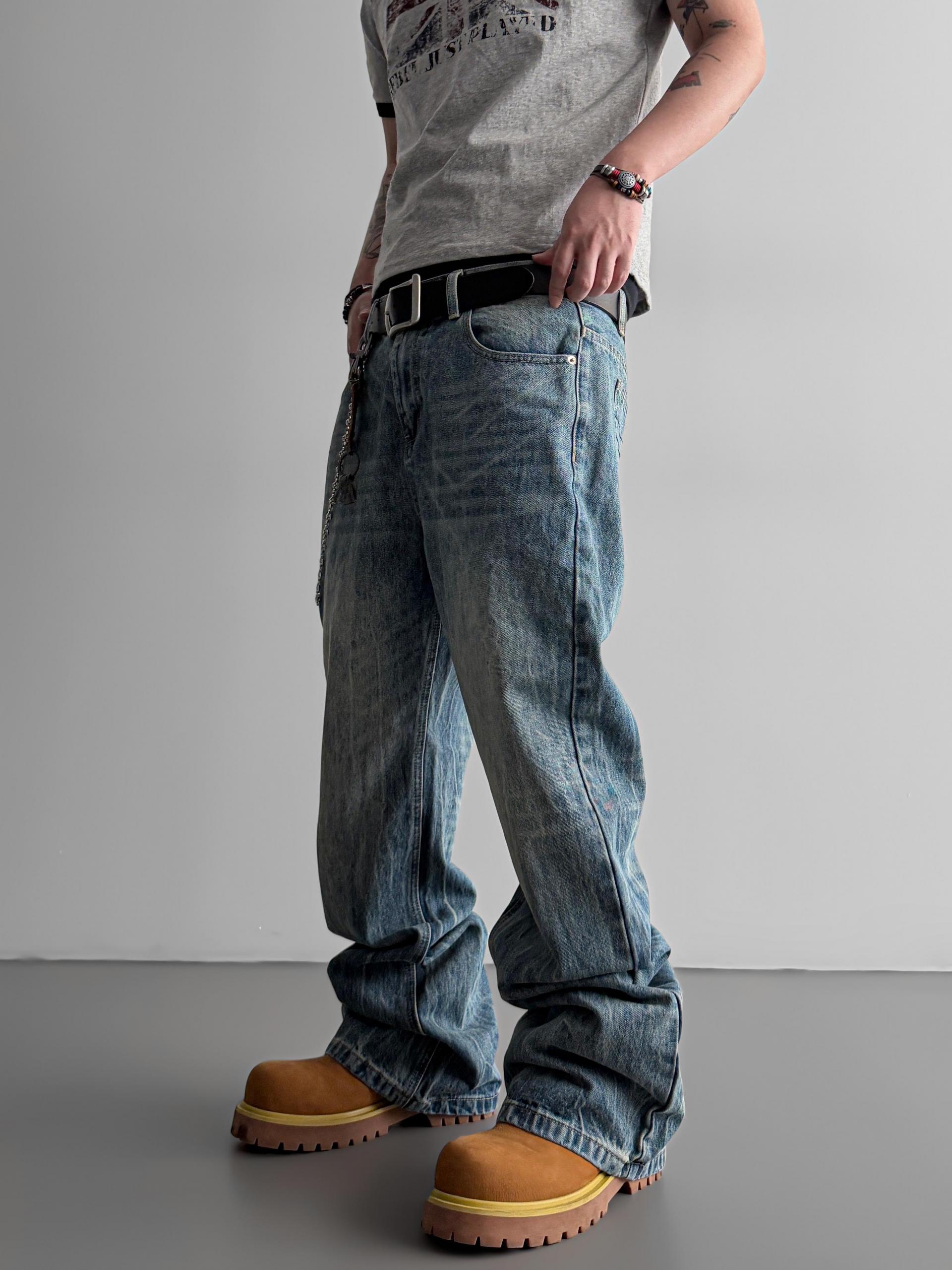 Ashed flare denim pants