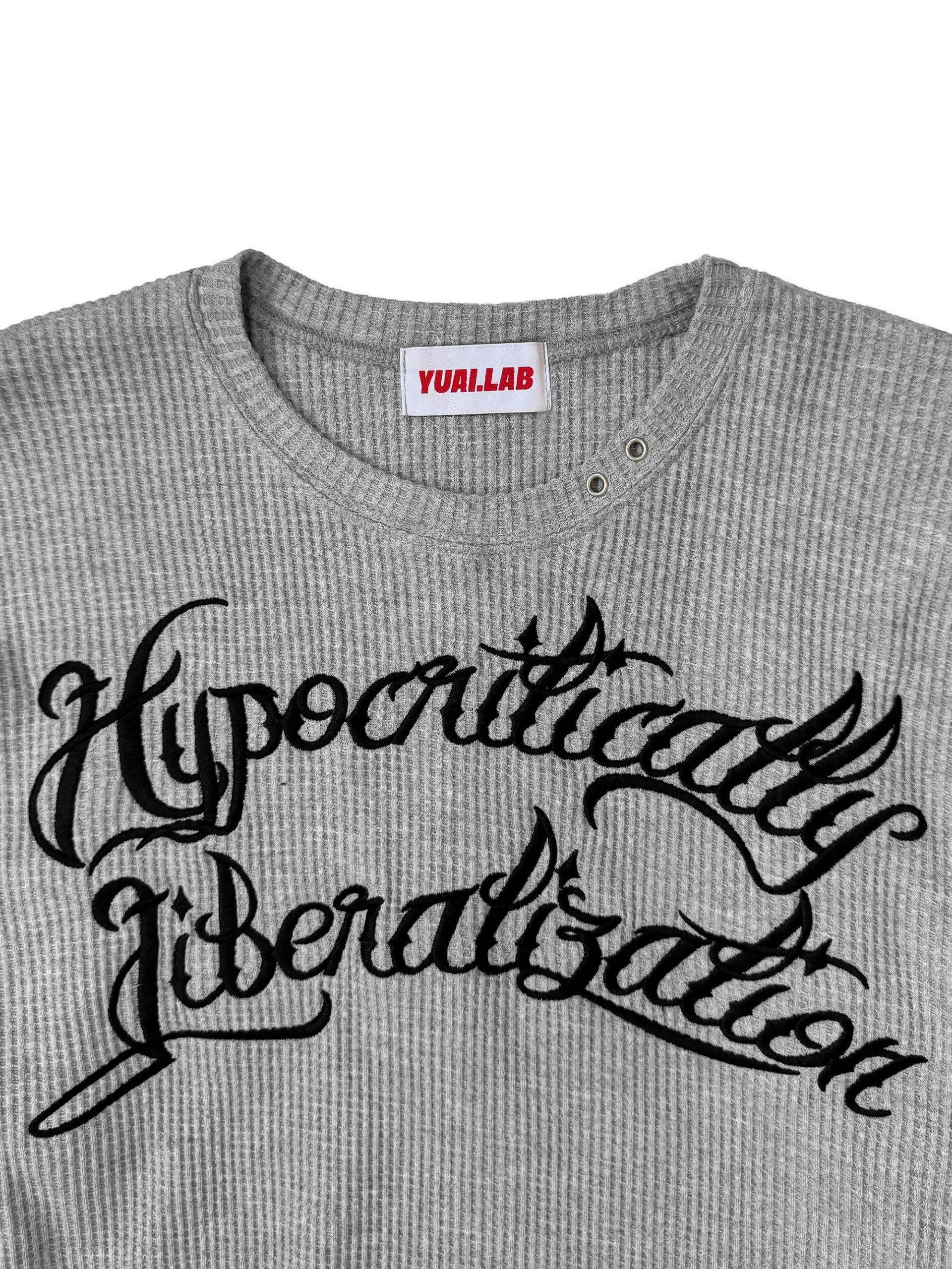 Libera embroidered waffle crop t