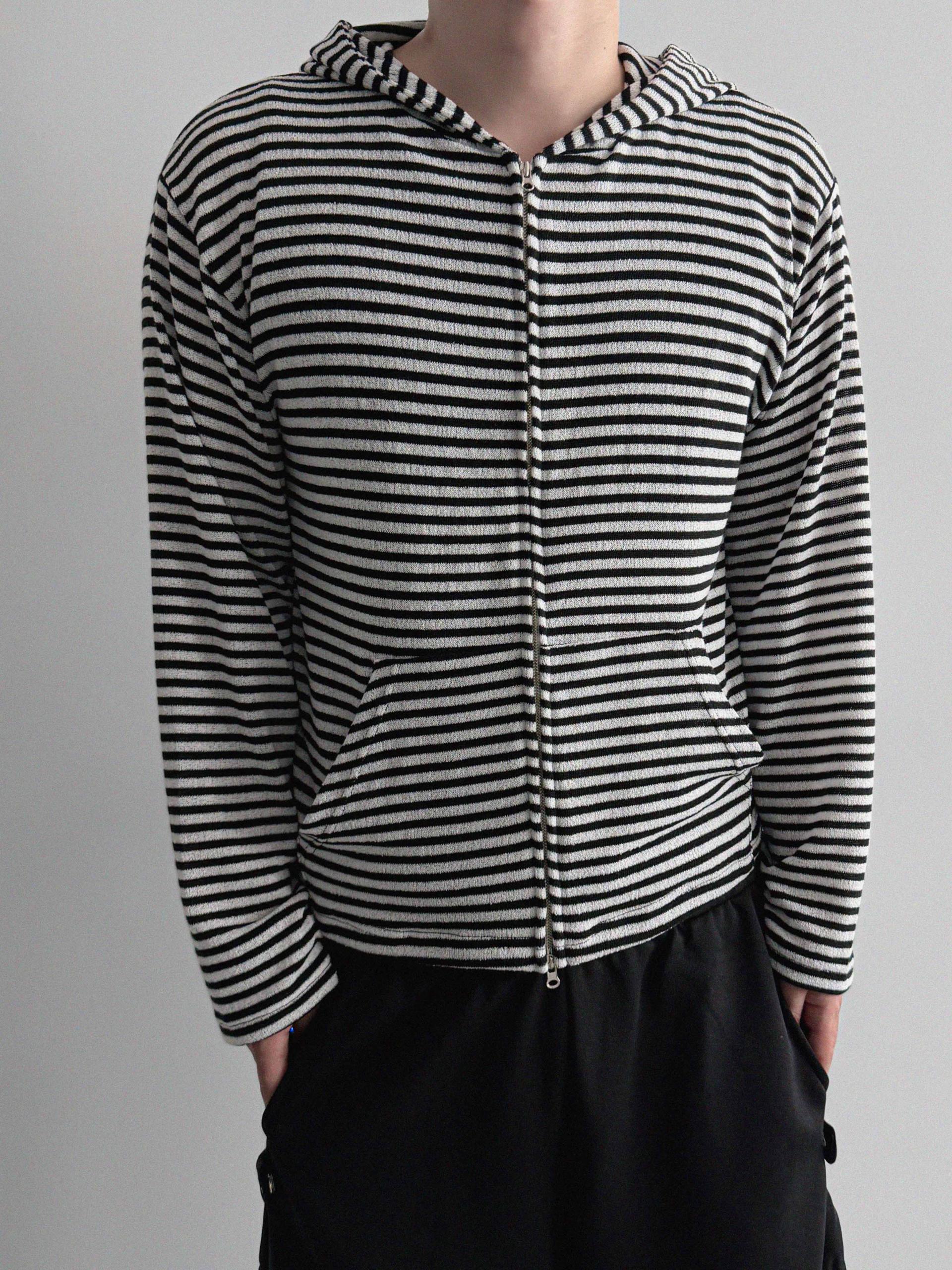 Seide stripe crop hood zip-up