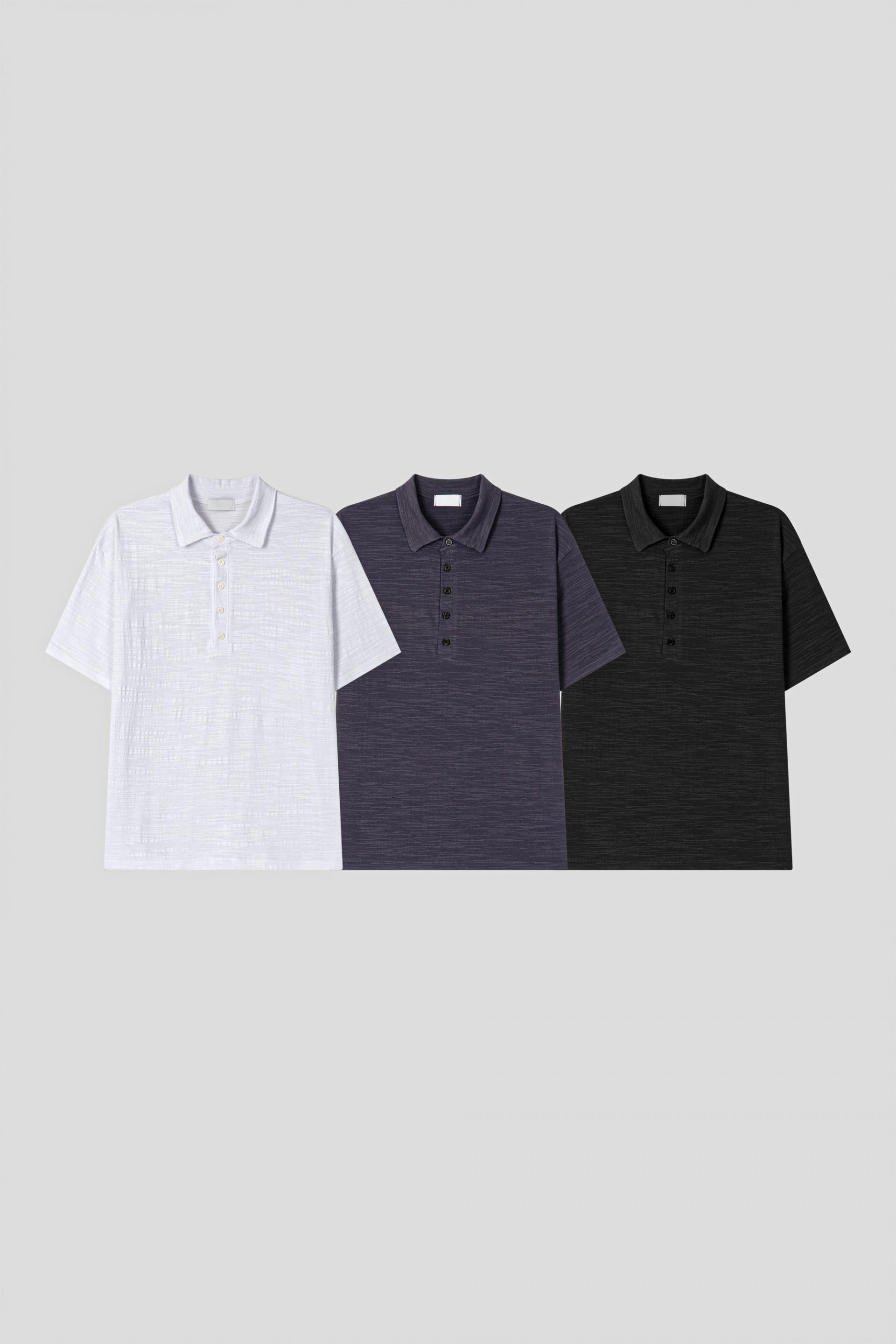 Slub collar half t