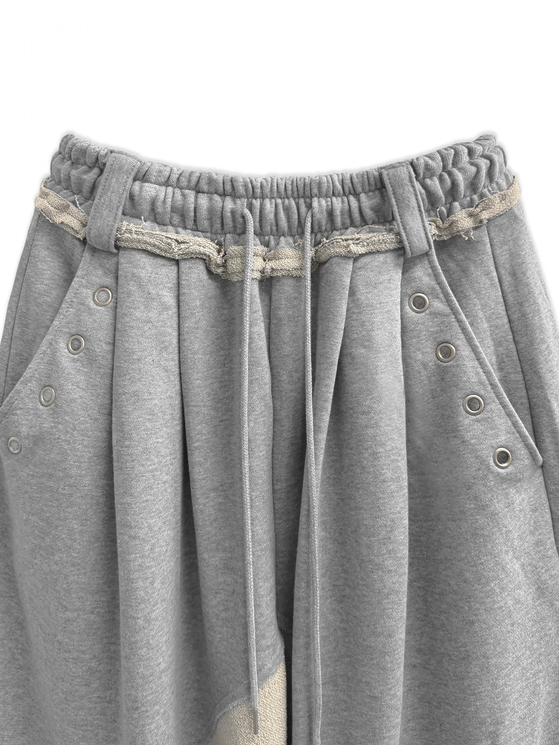 Color blocked eyelet wide sweat pants