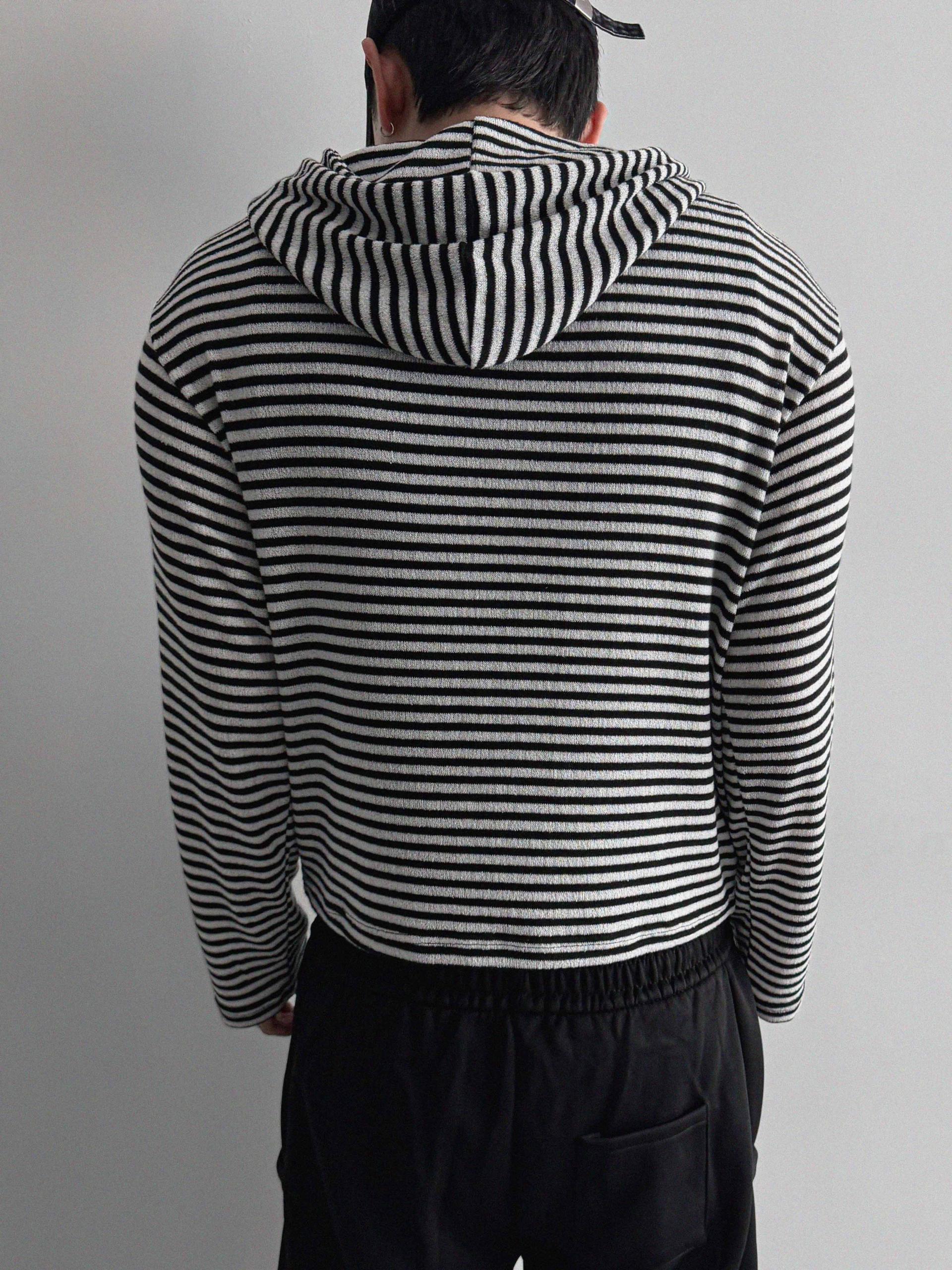 Seide stripe crop hood zip-up