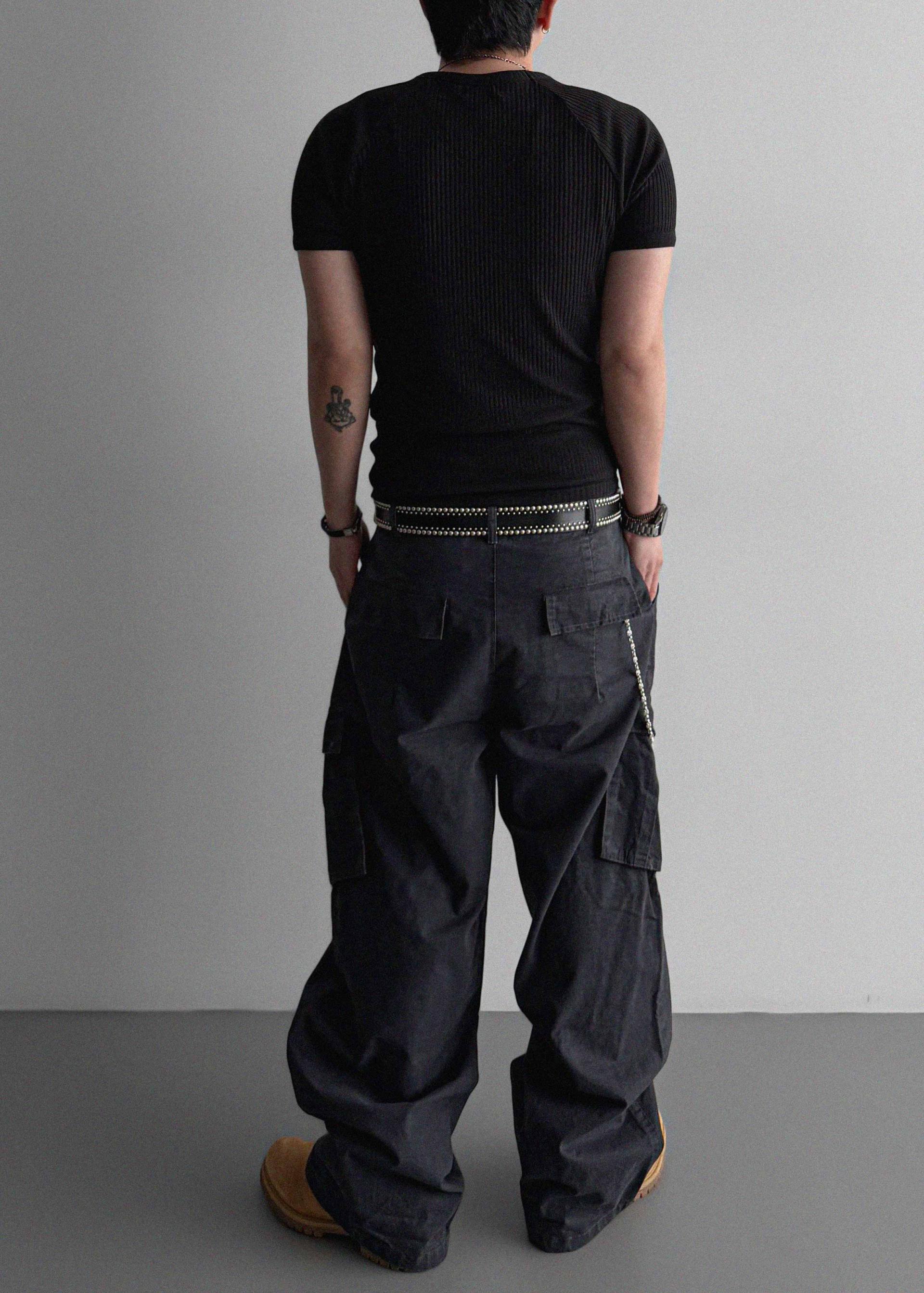 Dyed ripstop cargo curved pants