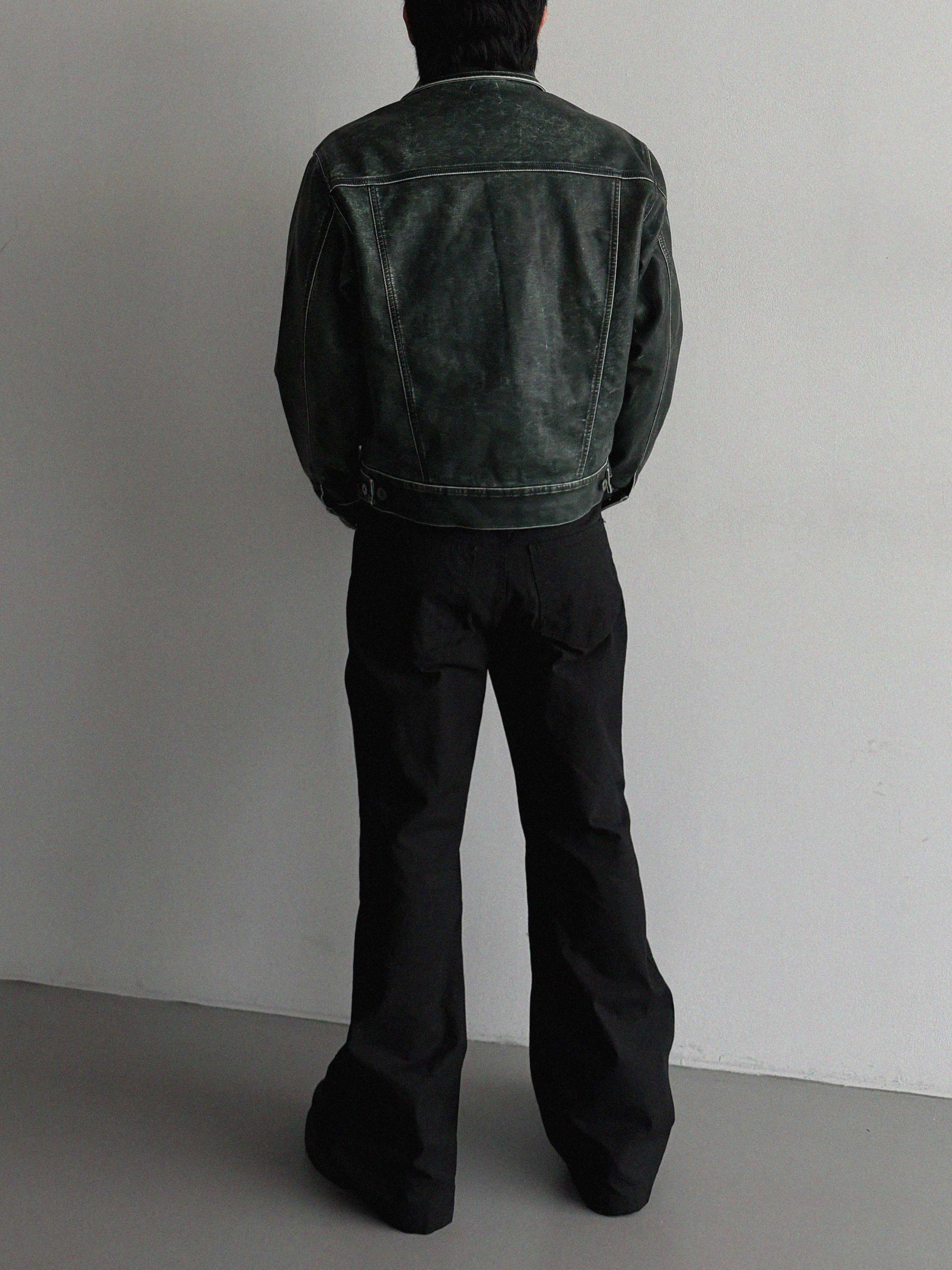 Rex leather trucker crop jacket