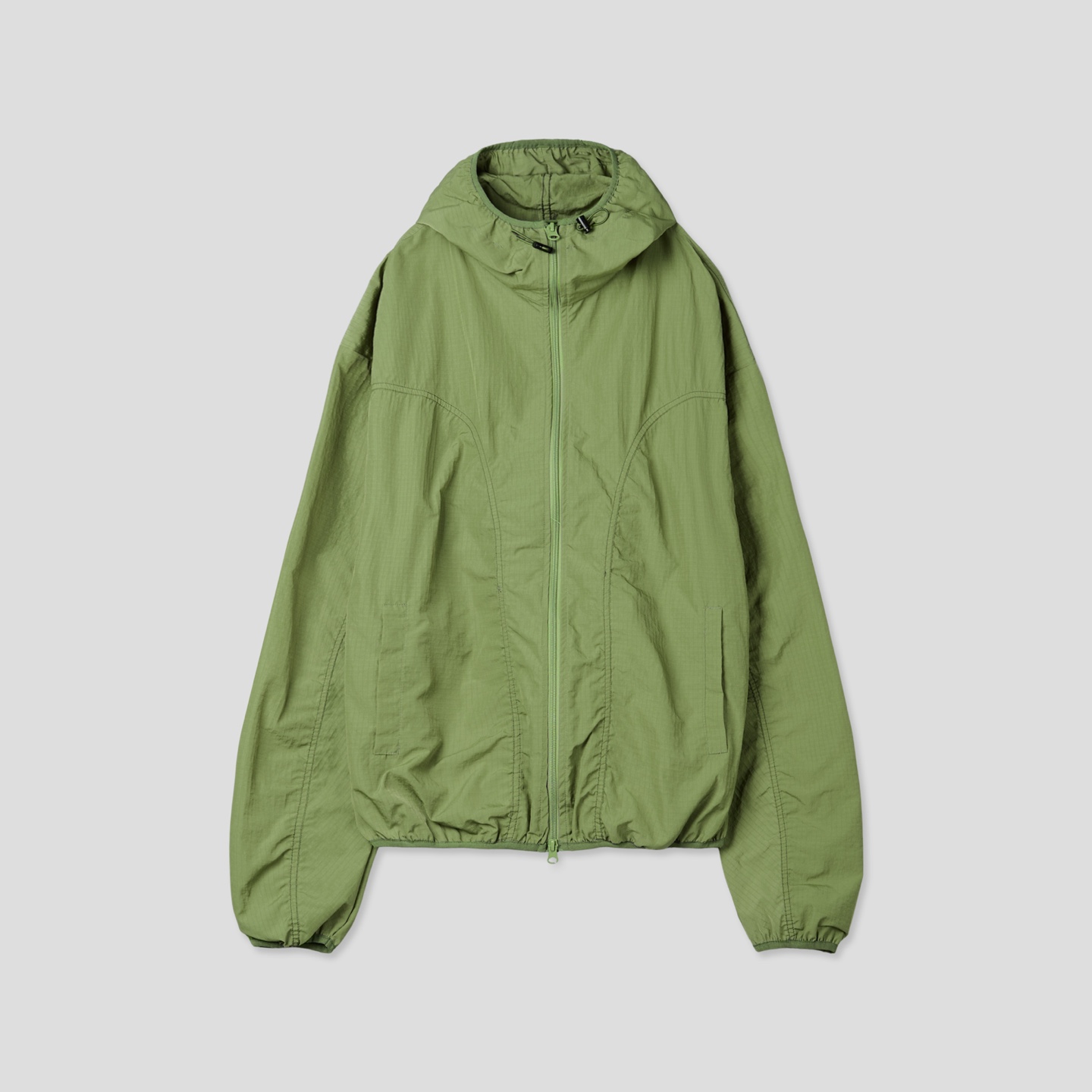 Core shirring waterproof hooded jacket