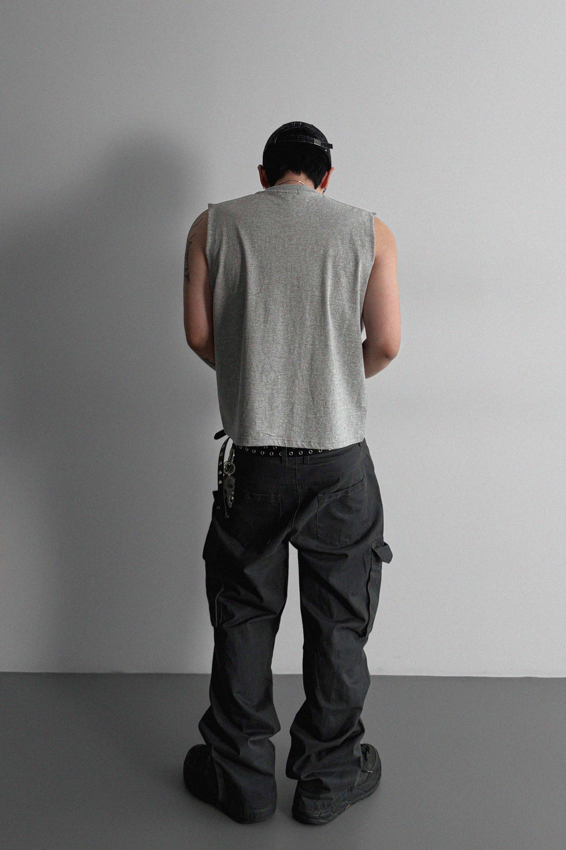 Dying stud cargo flared pants