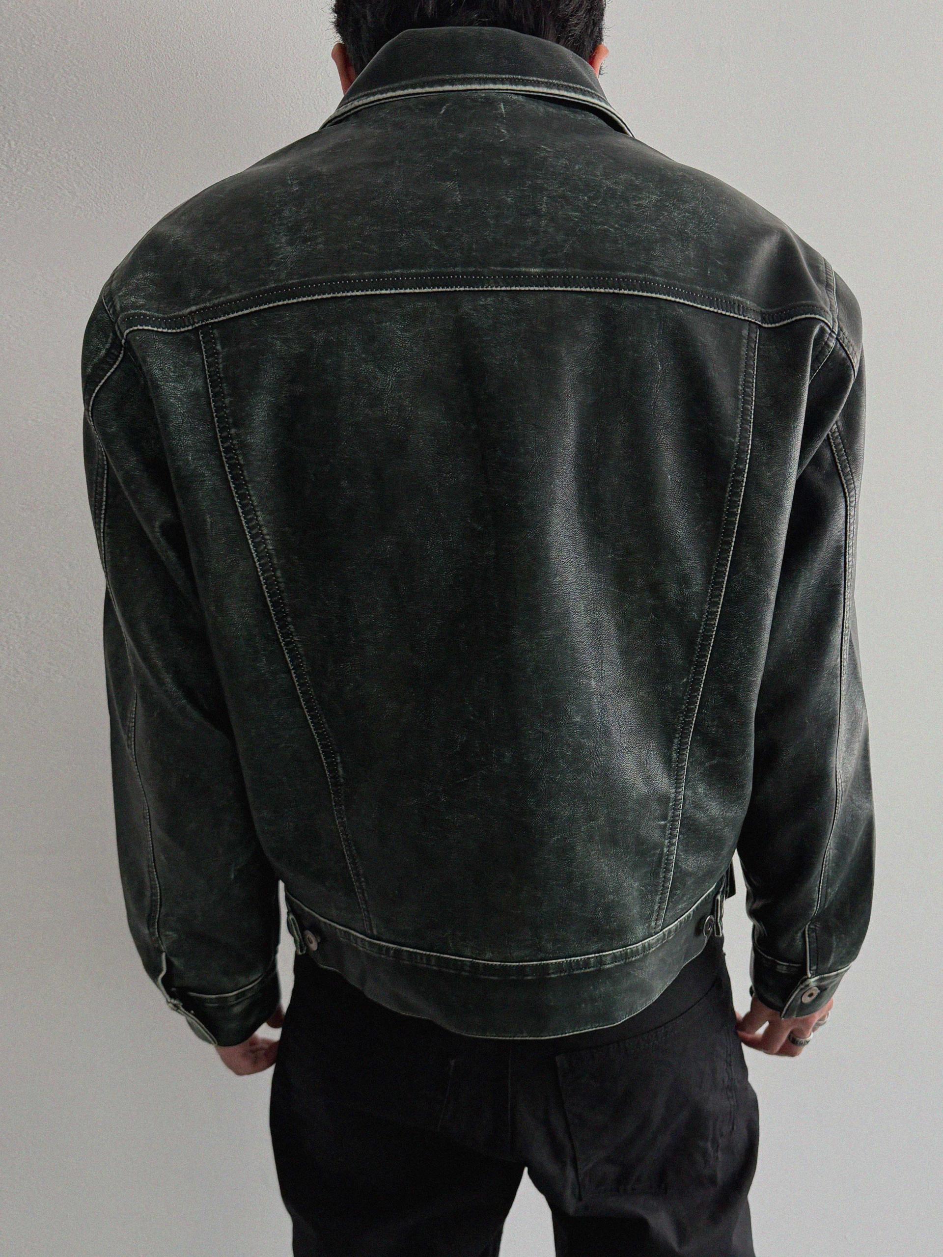 Rex leather trucker crop jacket