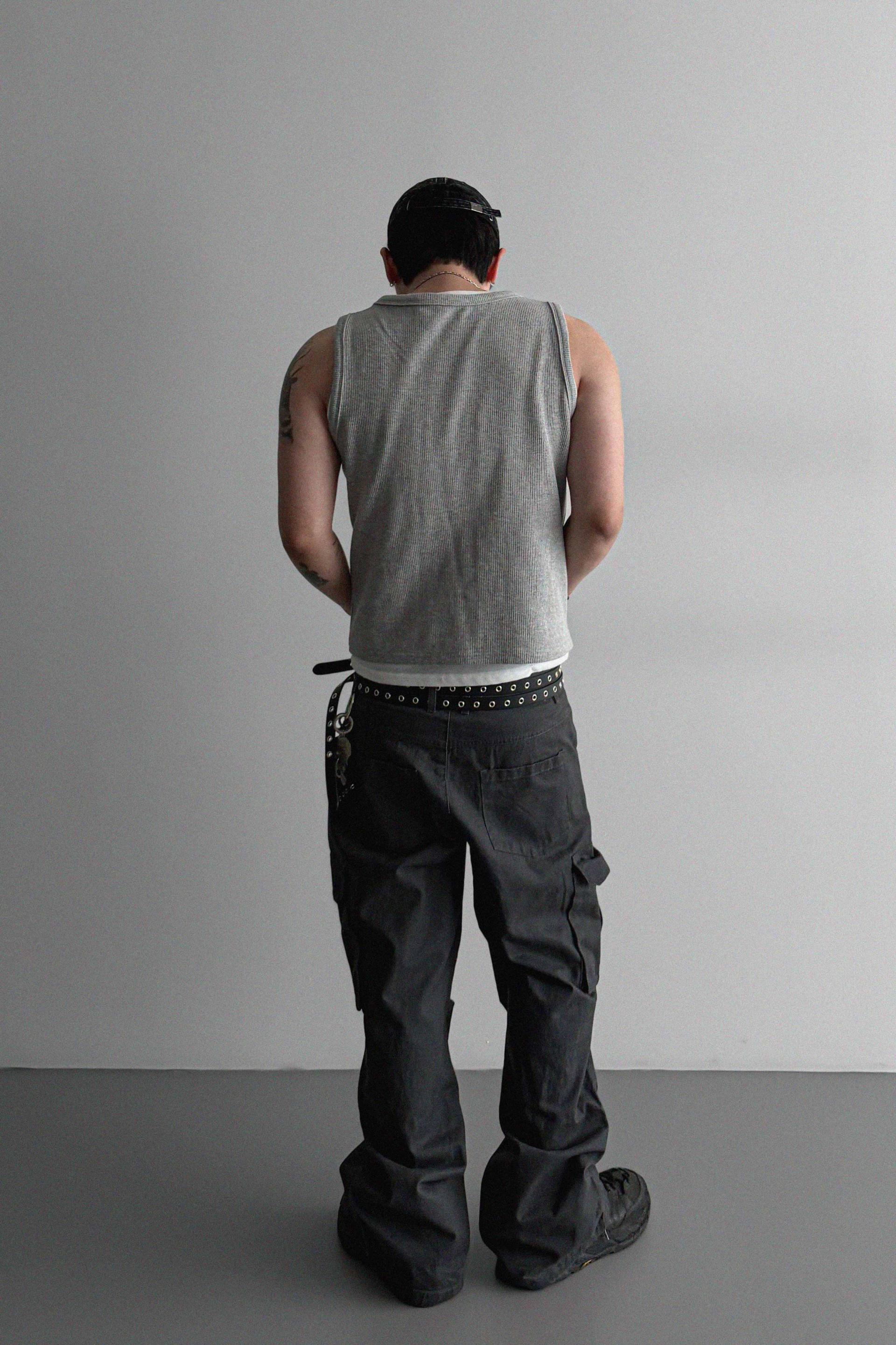 Lettering layer waffle crop sleeveless