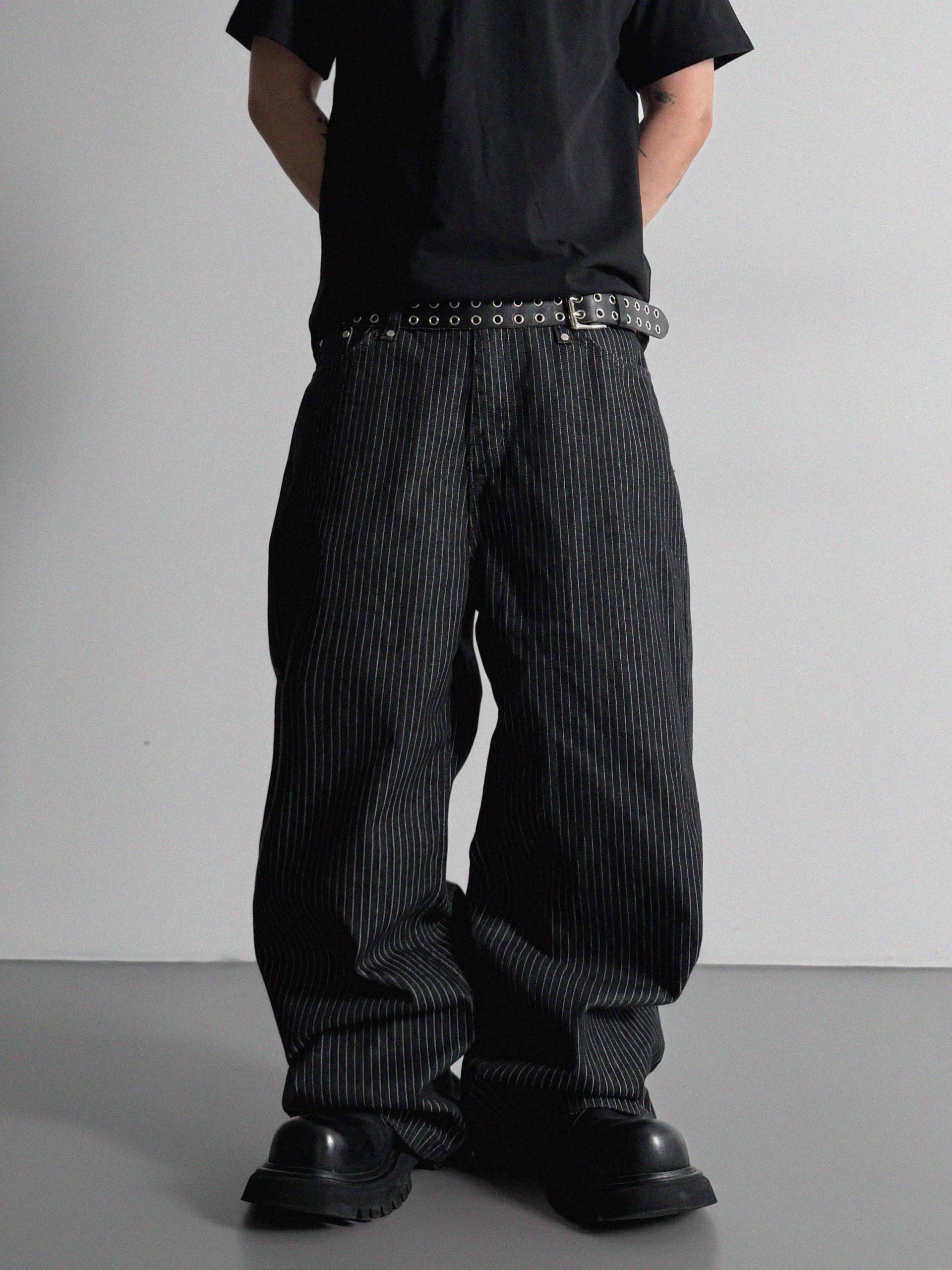 Stripe rivet non-faded pants
