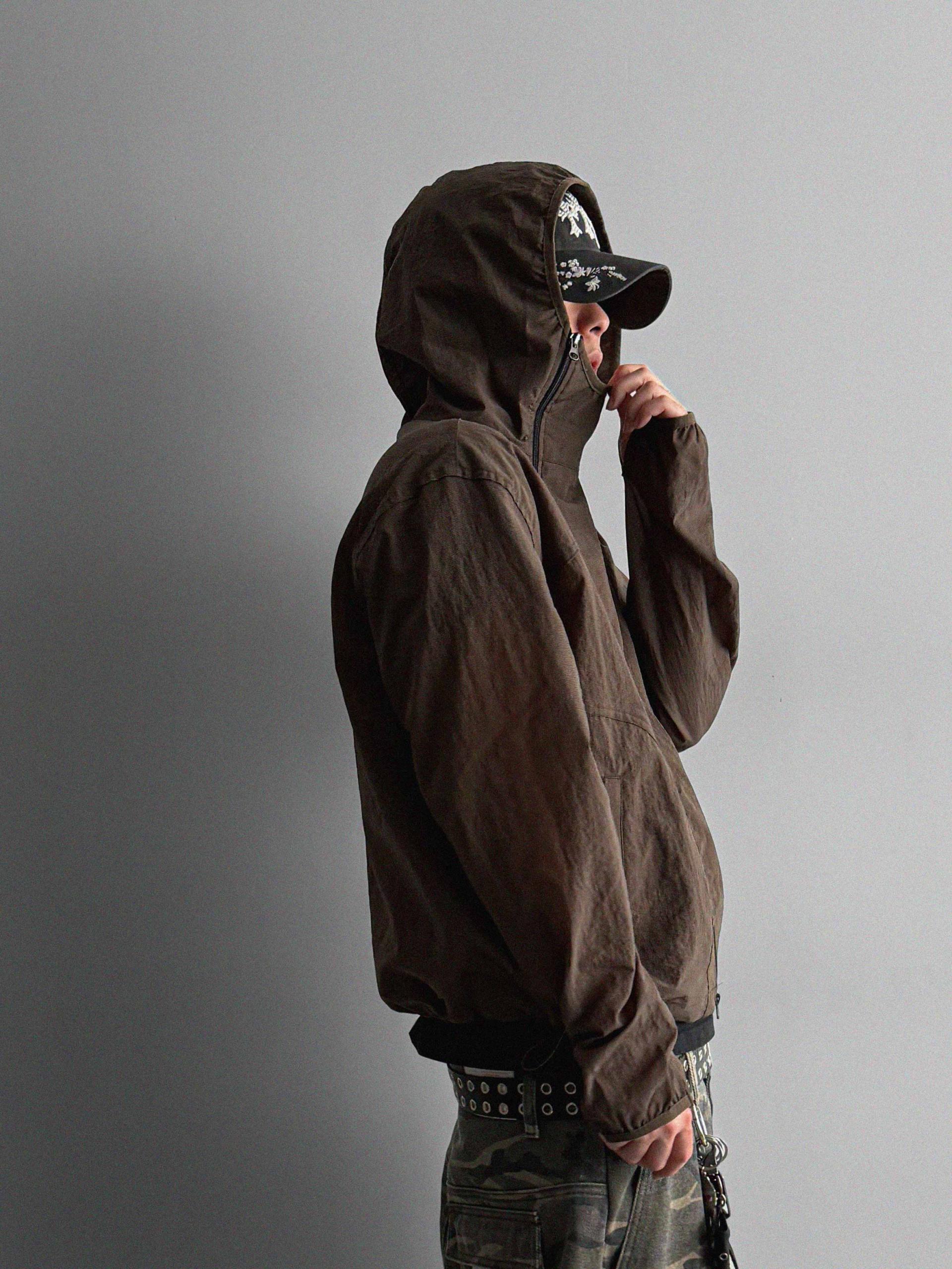Summer diagonal zipper hood jacket