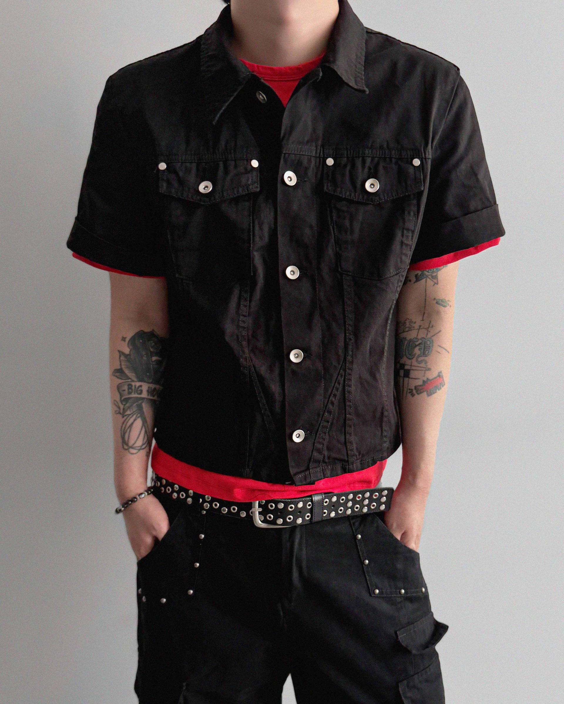 Slash denim half jacket